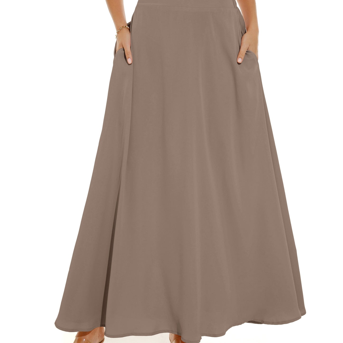 gbolsos Pleated Long Skirt, Loose Solid Casual Skirt For Spring & Summer, Women's Clothing
