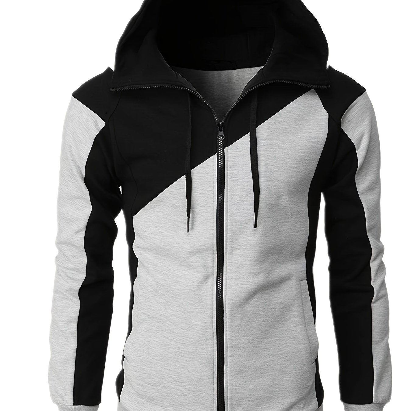 gbolsos Men's Casual Color Block Zip Up Jacket With Hood, Varsity Jackets