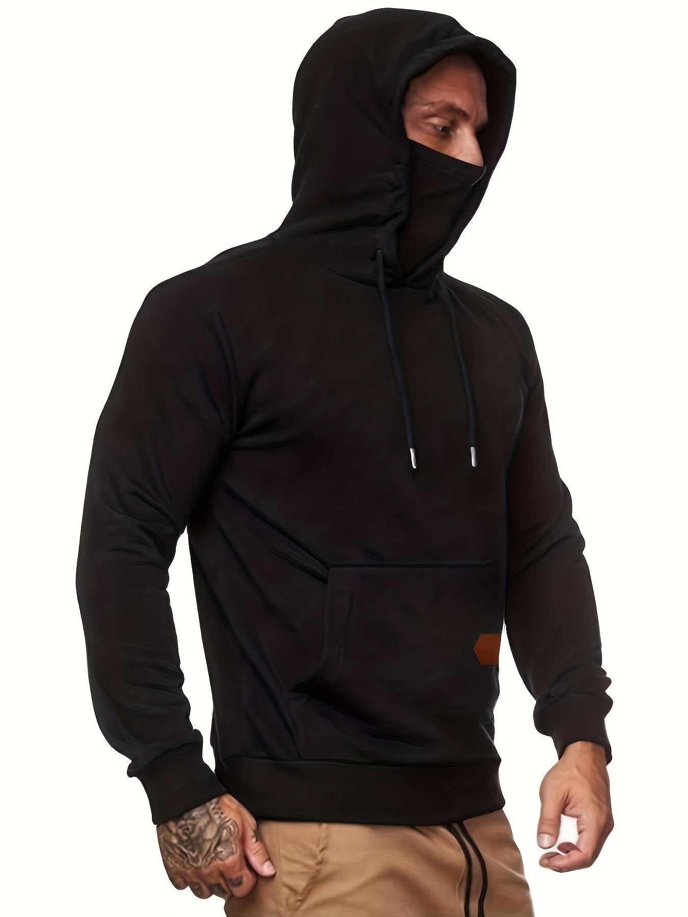 gbolsos Men's Hoodie, Face Cover Casual Drawstring Hooded Sweatshirt With Multicolor