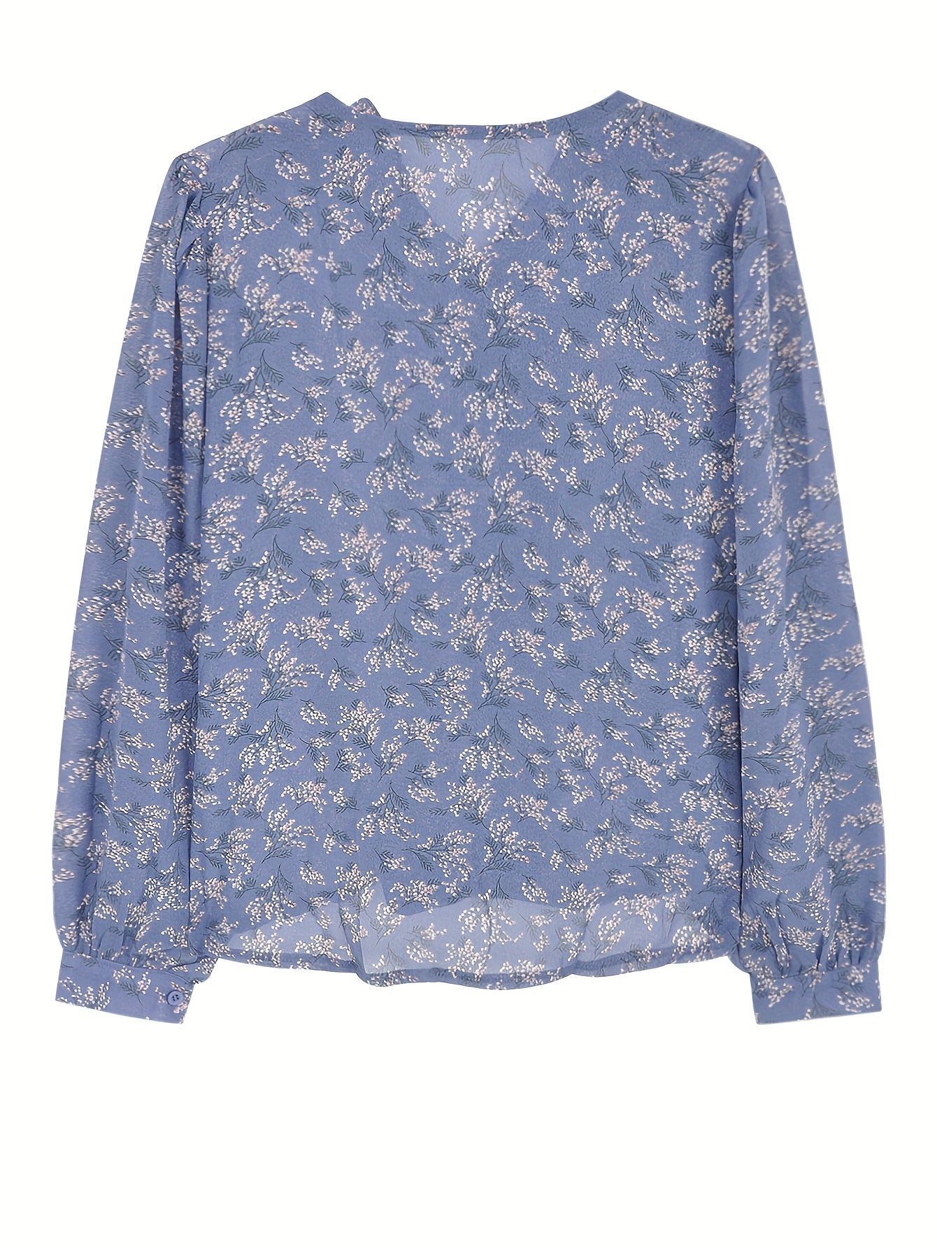gbolsos Allover Print Ruffle Trim Blouse, Elegant Long Sleeve Blouse For Spring & Fall, Women's Clothing