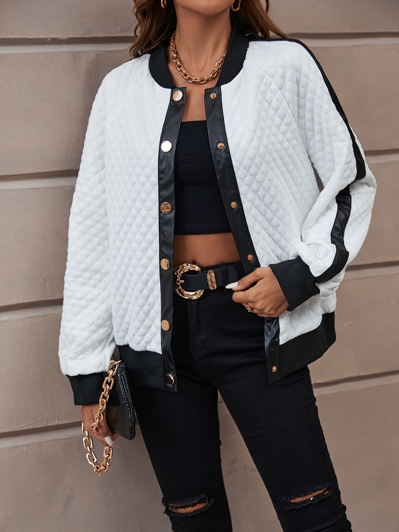 gbolsos Loose Simple Fashion Coat, Casual Raglan Long Sleeve Crop Outerwear, Women's Clothing