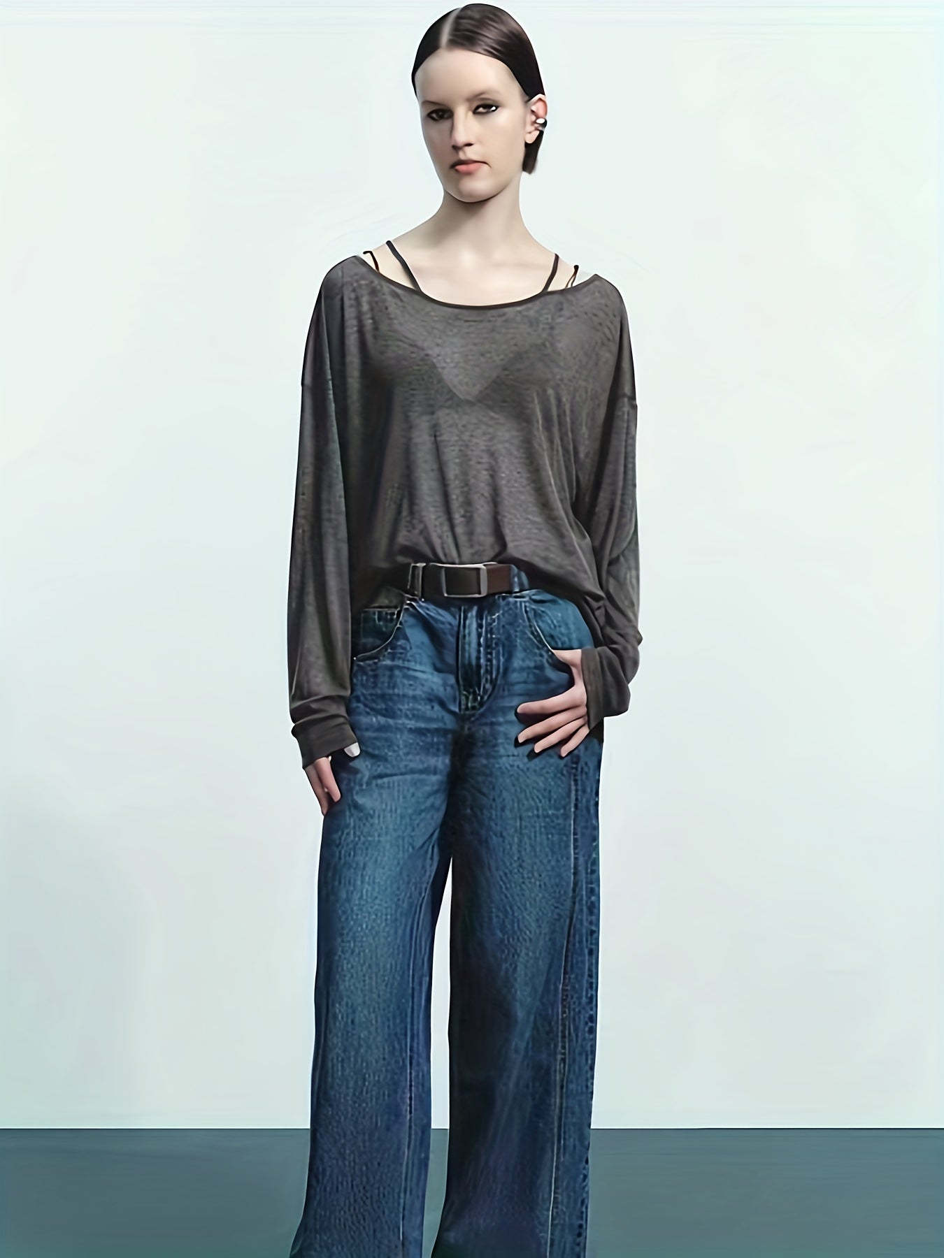 gbolsos Soldi Crew Neck T-Shirt, Casual Long Sleeve Top For Spring & Fall, Women's Clothing