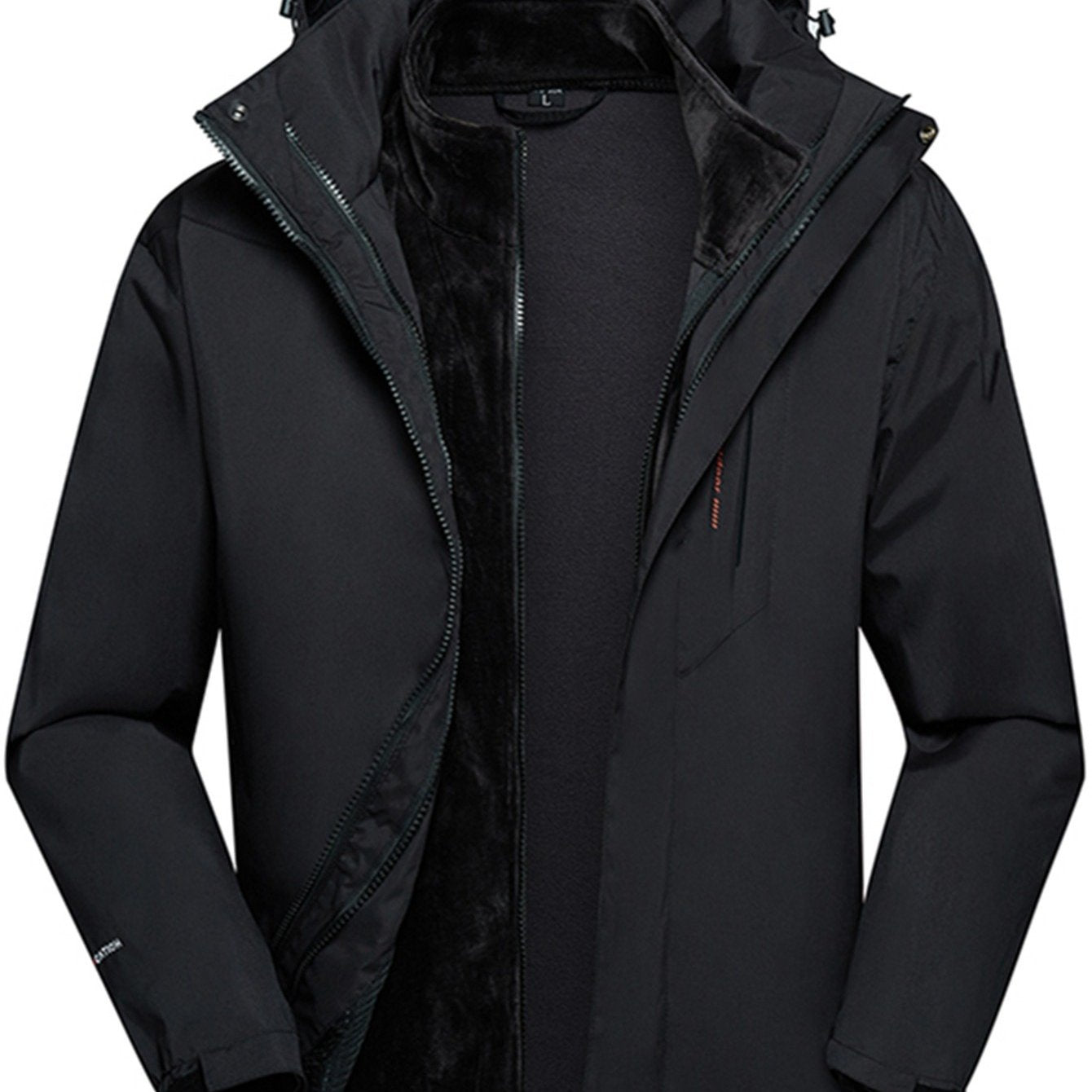 gbolsos One Size Smaller Men's Casual Double-Layer Hooded Trench Coat Winter