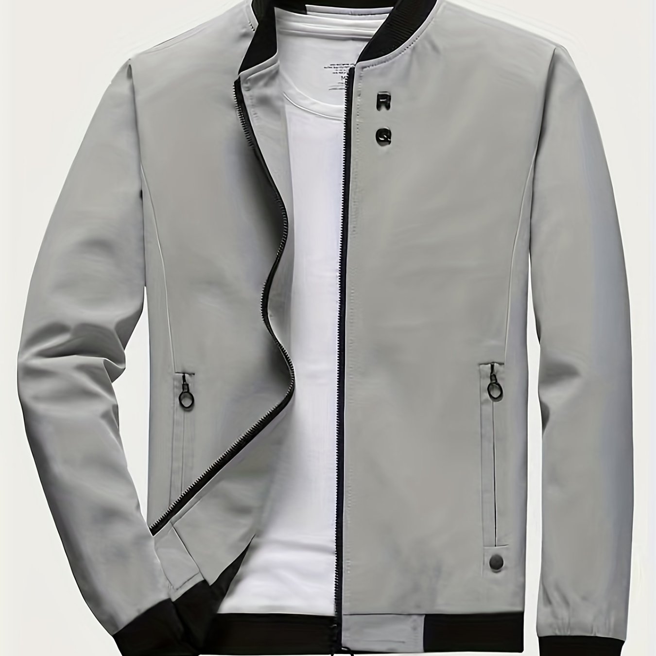 gbolsos Classic Design Windbreaker Jacket, Men's Casual Stand Collar Zip Up Jacket Coat For Spring Fall Outdoor Hiking Camping Cycling
