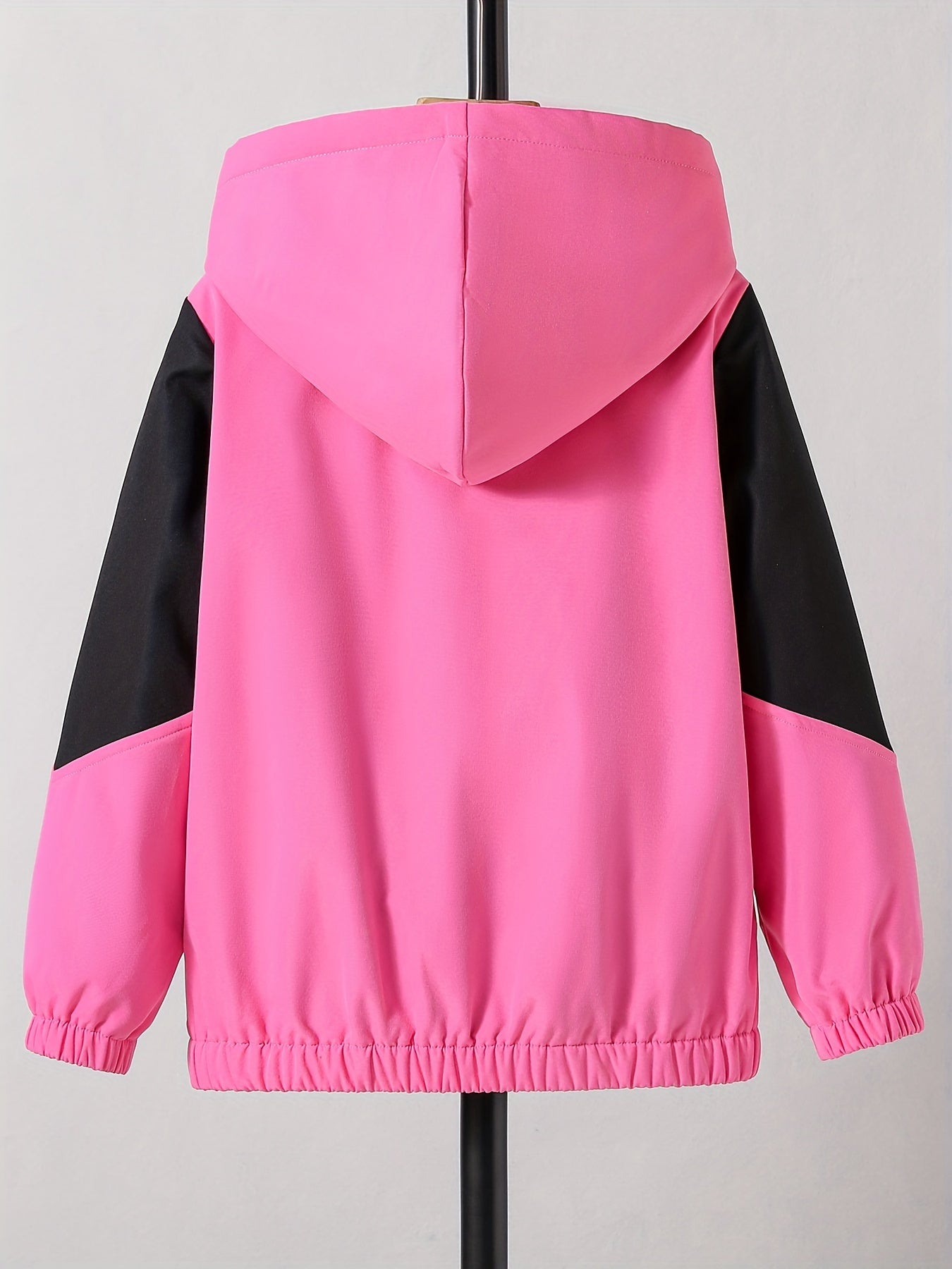 gbolsos Girls Chevron Color Block Hooded Fleece Lined Windbreaker Jacket For Teen Kids Autumn And Winter