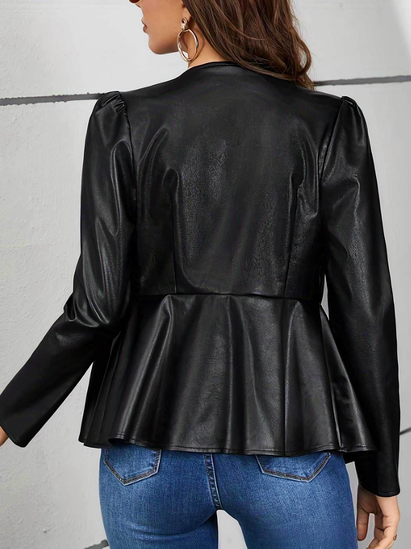 gbolsos Solid Zip Up Jacket, Casual Crew Neck Long Sleeve Outerwear, Women's Clothing