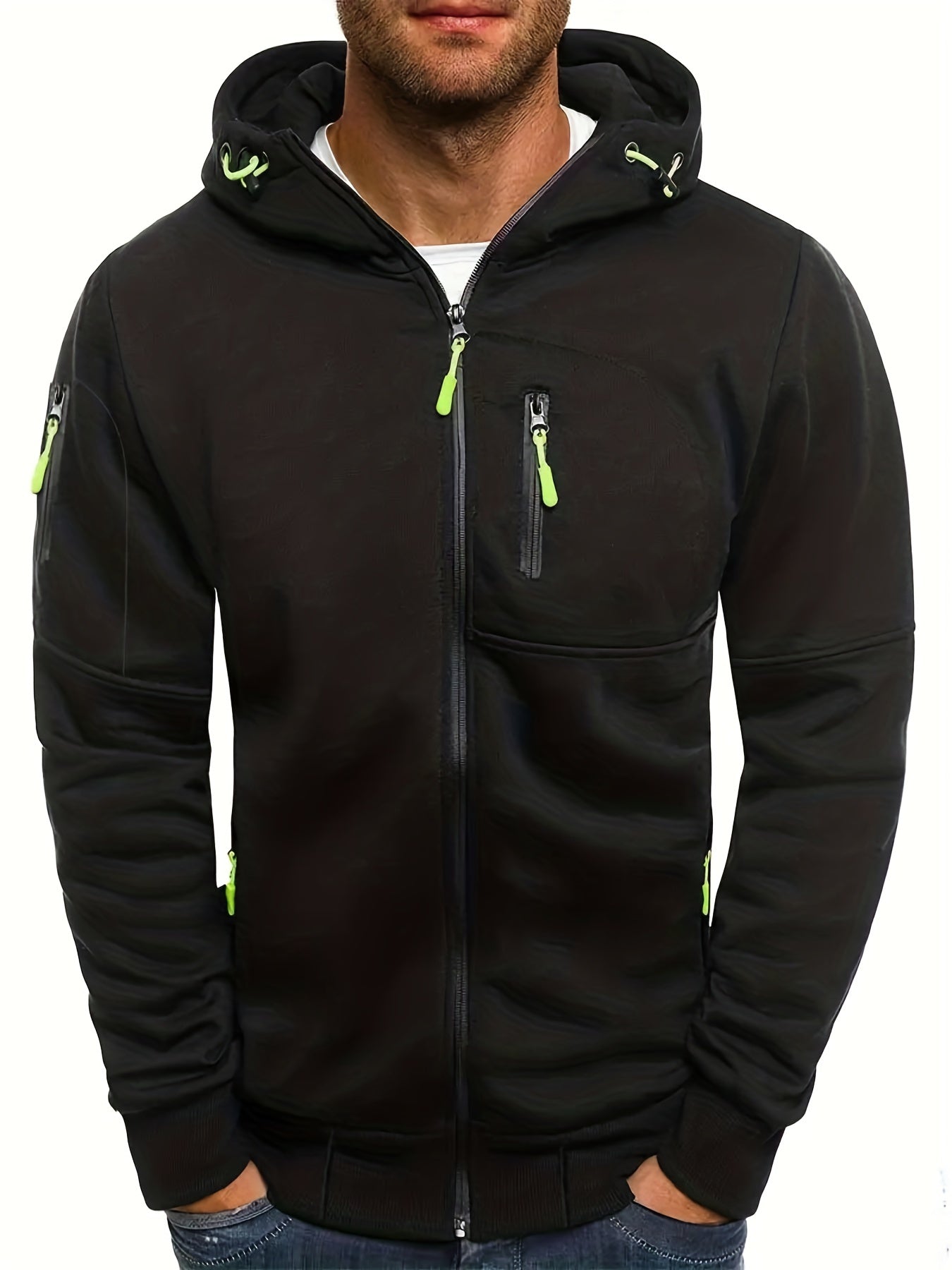 gbolsos Men's Zipper Jacket, Casual Comfy Loose Long Sleeve Hoodie, Men's Clothing