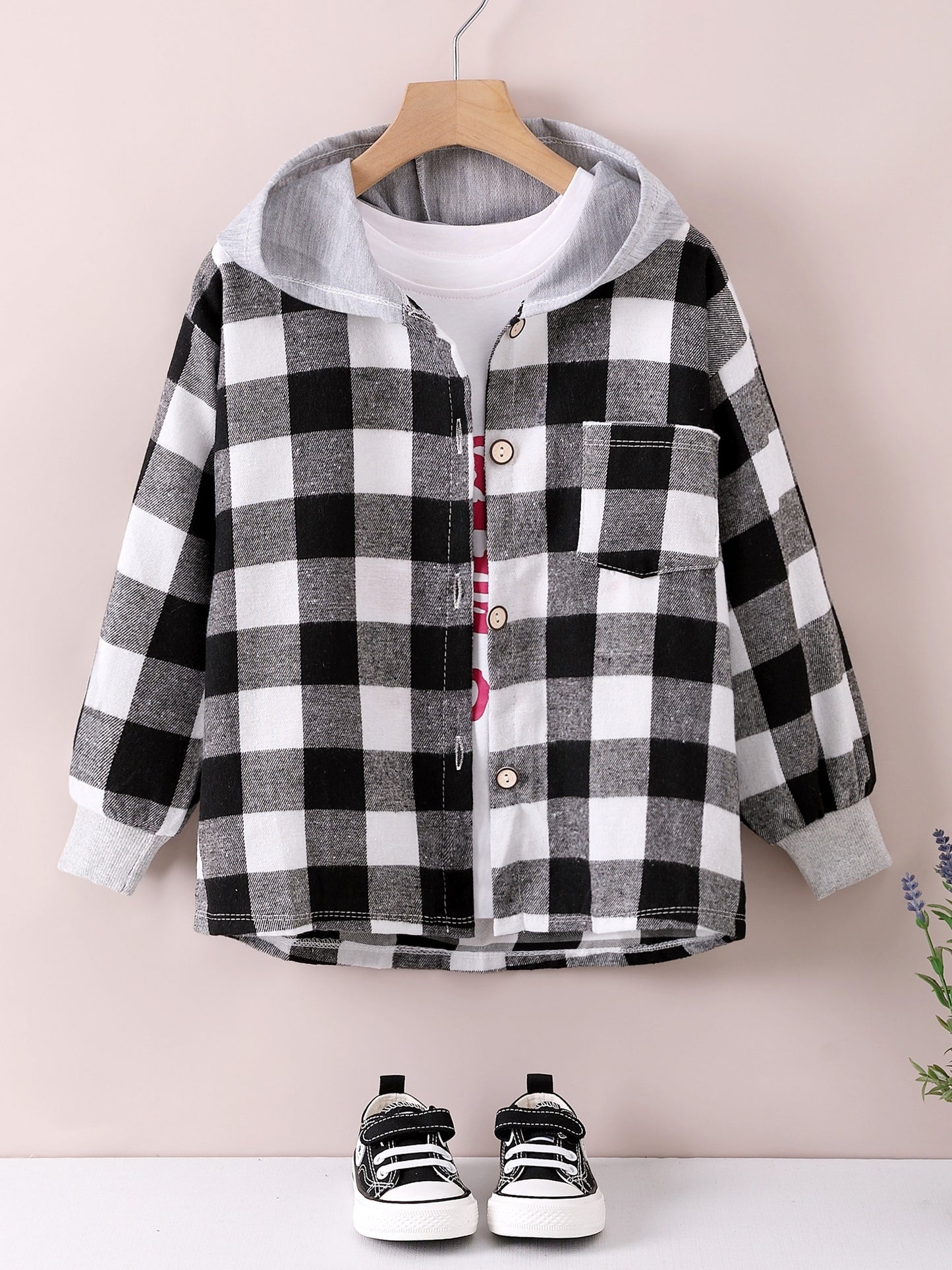 gbolsos Boys Fashion Plaid Hooded Jacket, Long Sleeve Button Down Hooded Jacket, Kids Clothing