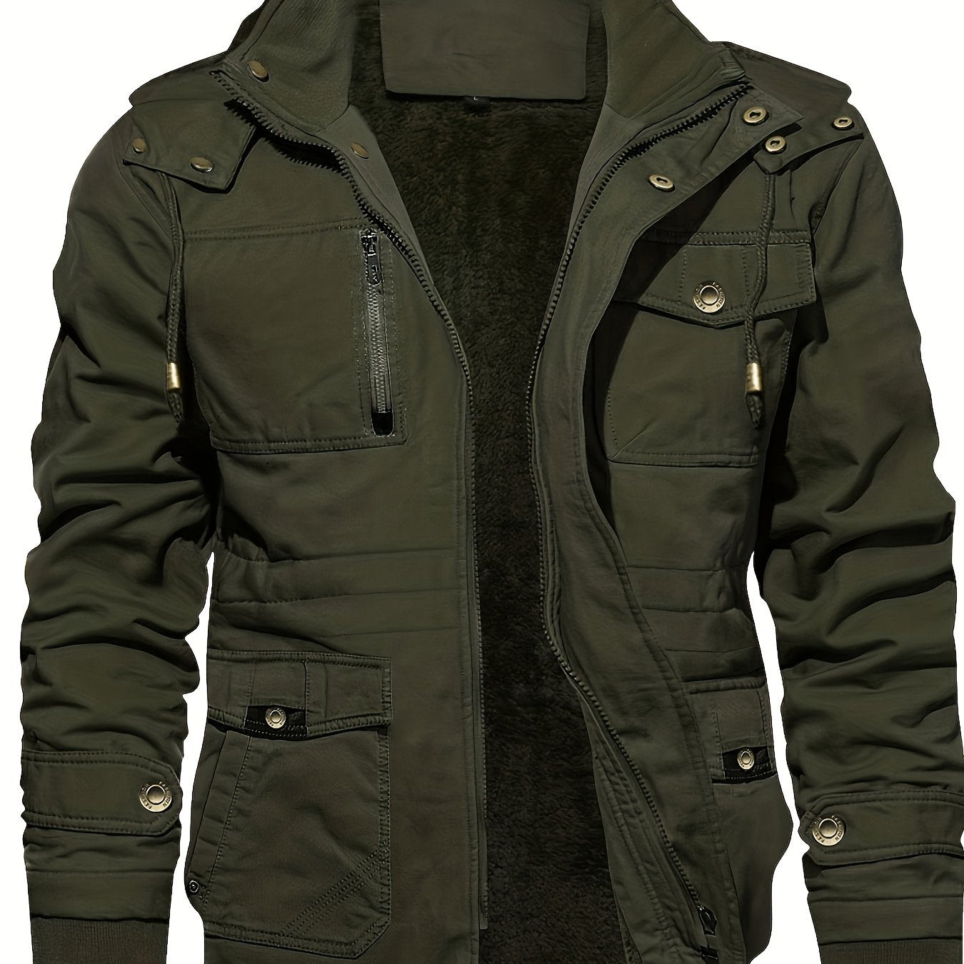 gbolsos Men's Hooded Military Tactical Jacket Windbreak Fleece Coat