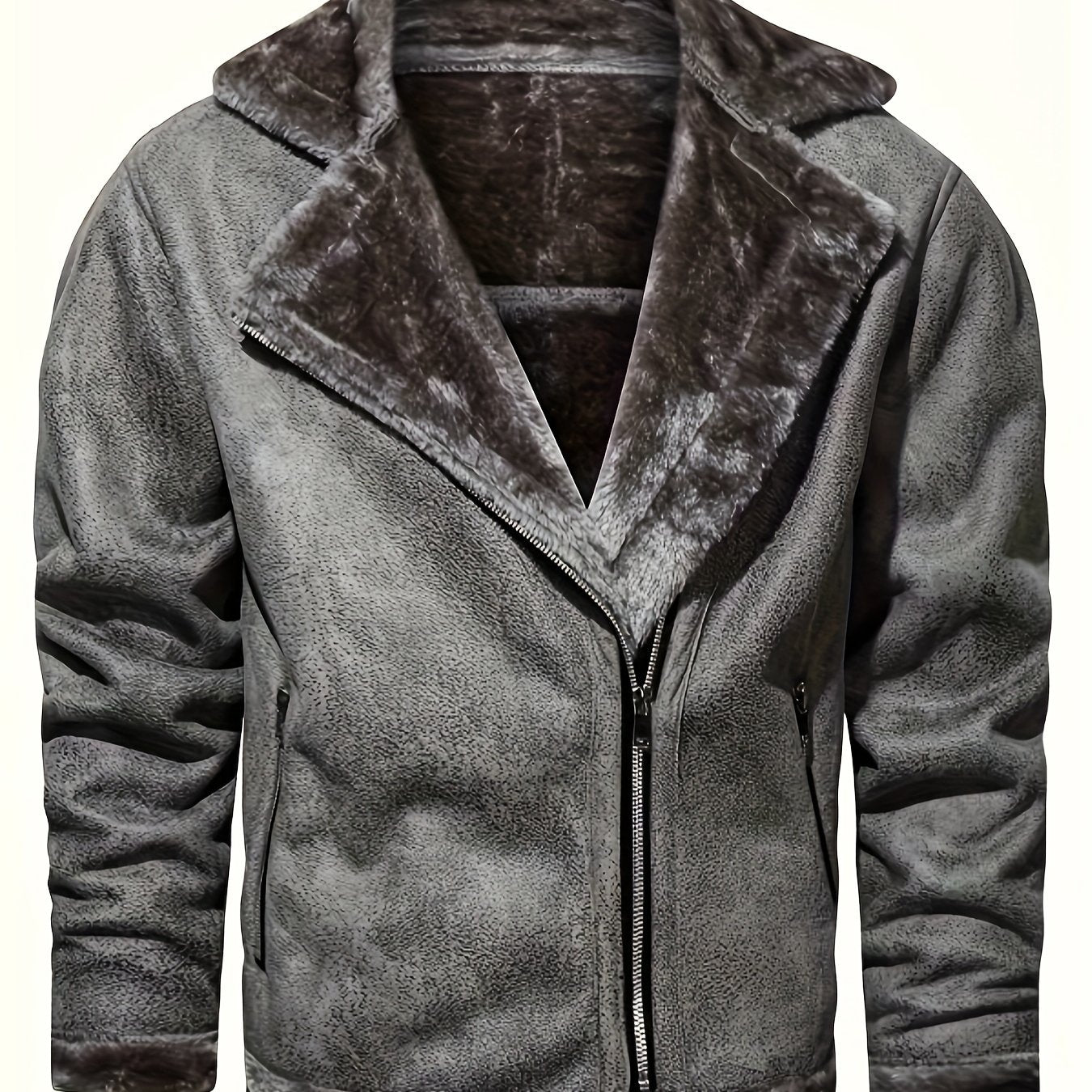 gbolsos Men's Pu Jacket, Chic Faux Leather Jacket For Fall Winter
