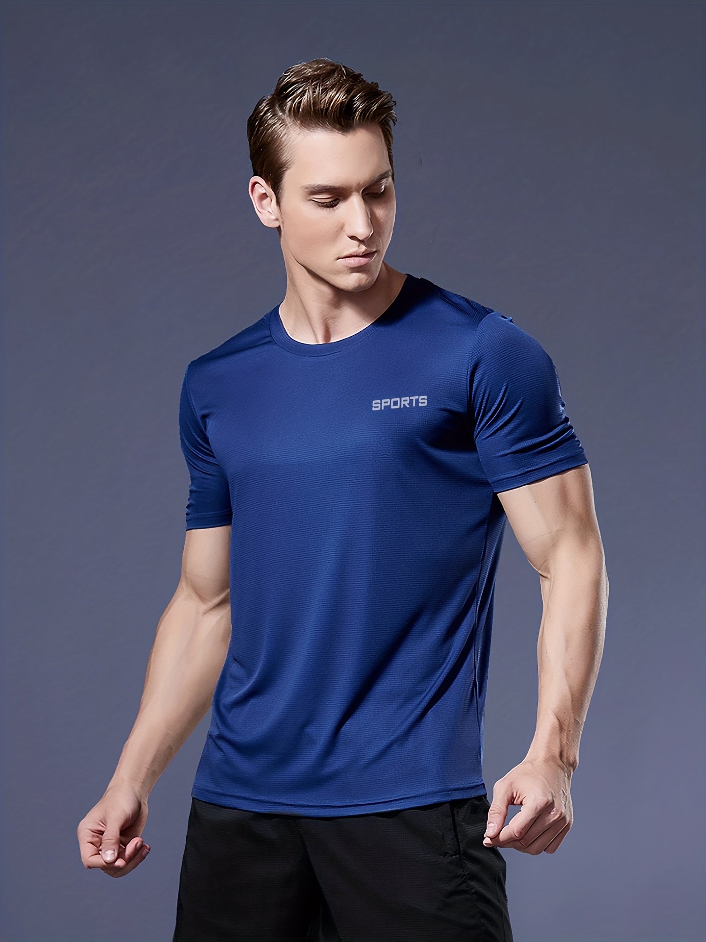 gbolsos Men's Solid Color Ultralight Quick Dry Sport T-Shirt, Breathable Lightweight Top For Fitness Training Workout Running Gym