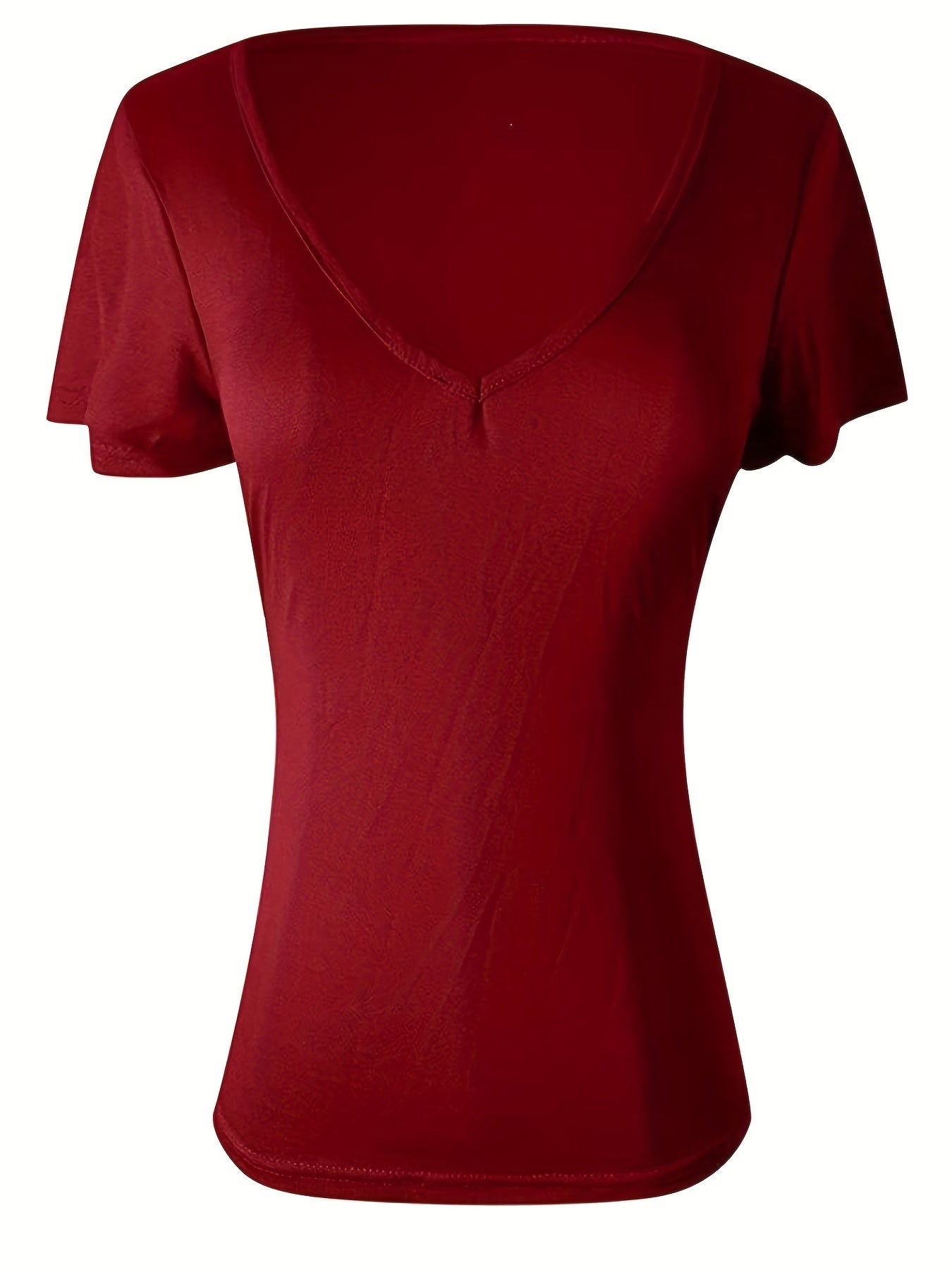 kkboxly V Neck Slim Fit T-shirt, Casual Loose Short Sleeve Fashion Summer T-Shirts Tops, Women's Clothing