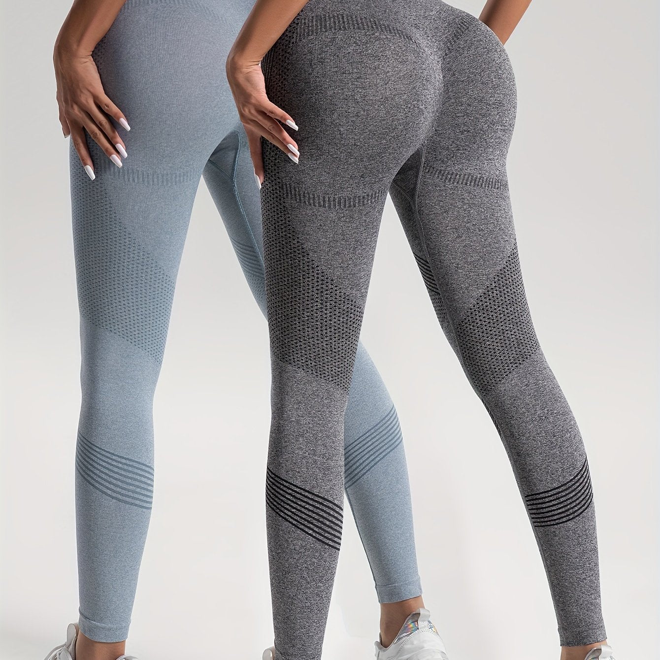 gbolsos 2pcs Solid Color High-Stretch Fitness Yoga Sports Leggings, Soft Breathable Yoga Tight Pants, Women's Activewear