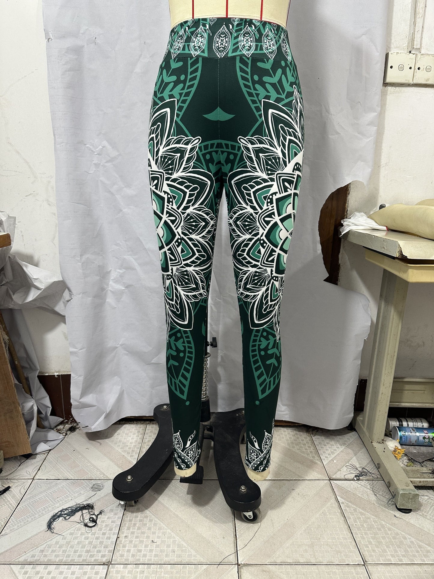 gbolsosEthnic Floral Print Leggings, Sexy High Waist Slim Long Length Leggings, Women's Clothing