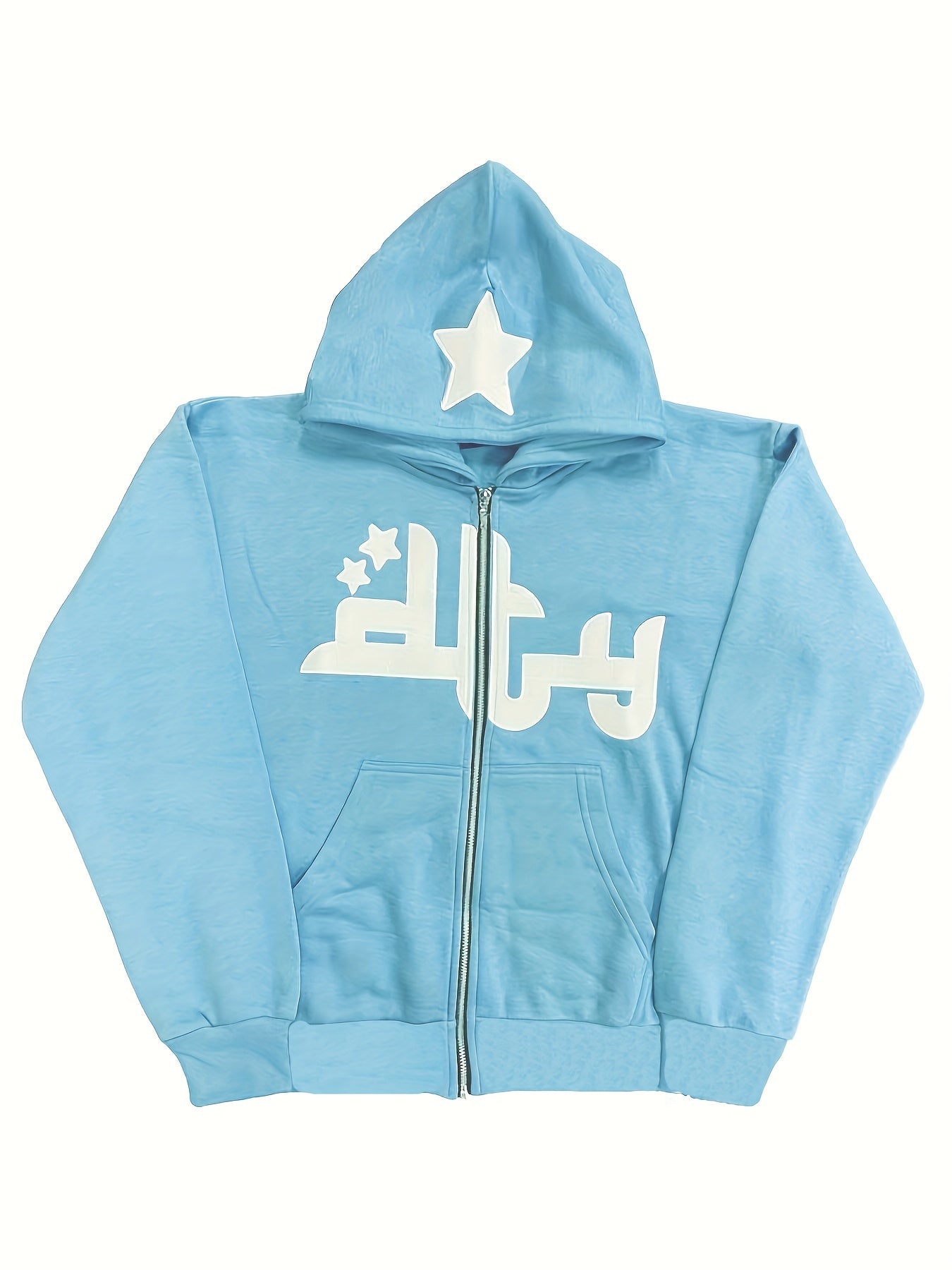 gbolsos Printed Zip Up Hoodies, Casual Long Sleeve Hip Hop Open Front Sweatshirt, Women's Clothing