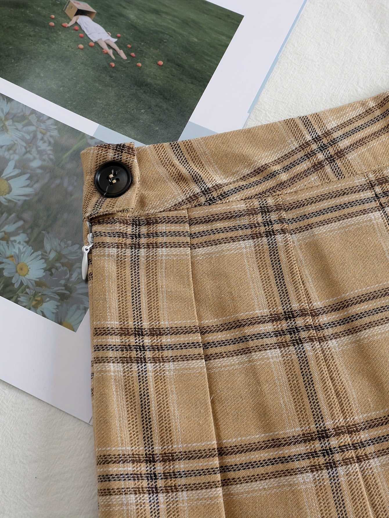 gbolsos Plaid Print Pleated Skirt, Casual Every Day Mini Skirt, Women's Clothing