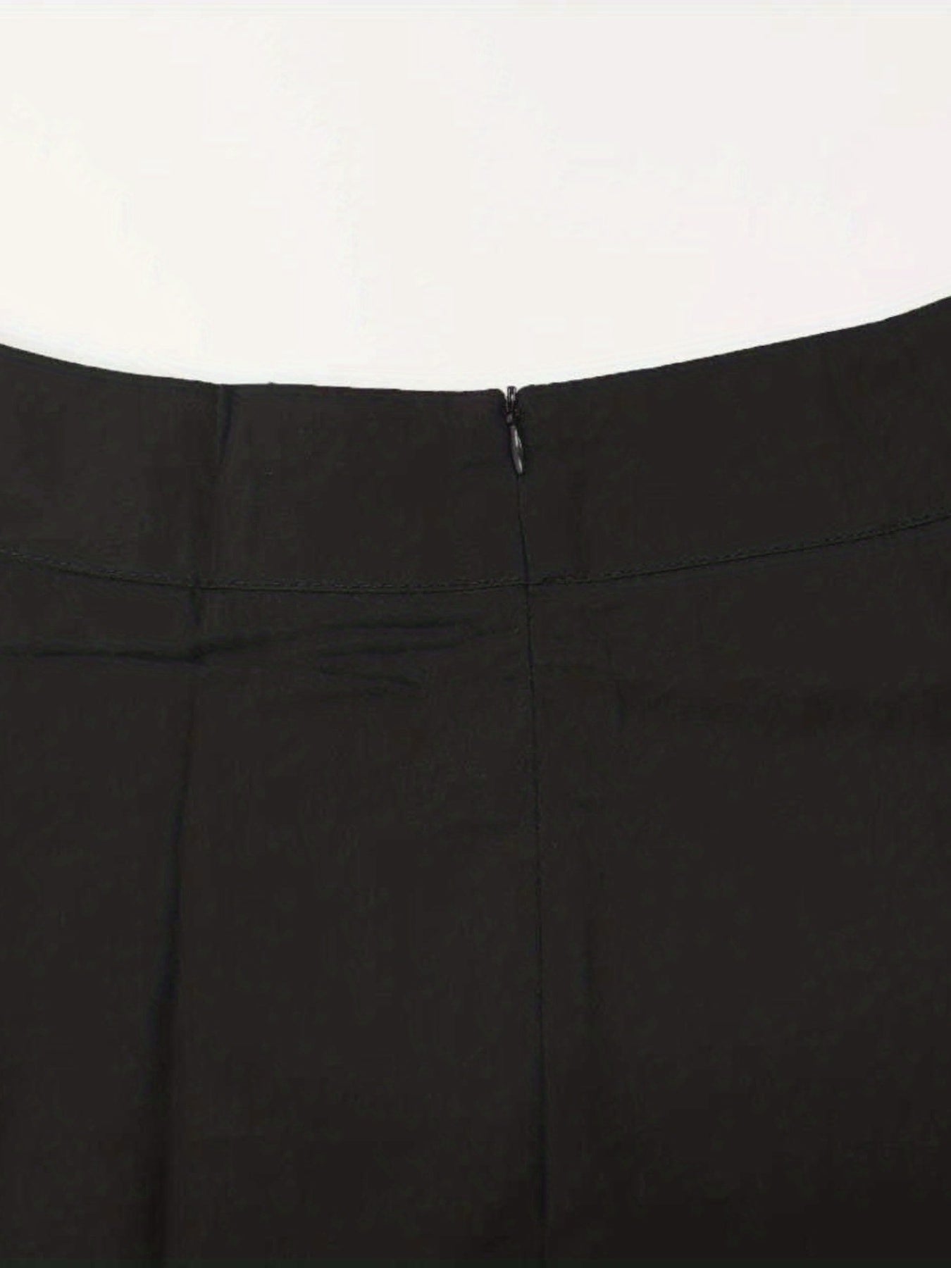 gbolsos High Waist Pleated Skirts, Casual Zipper Solid Maxi Skirts, Women's Clothing