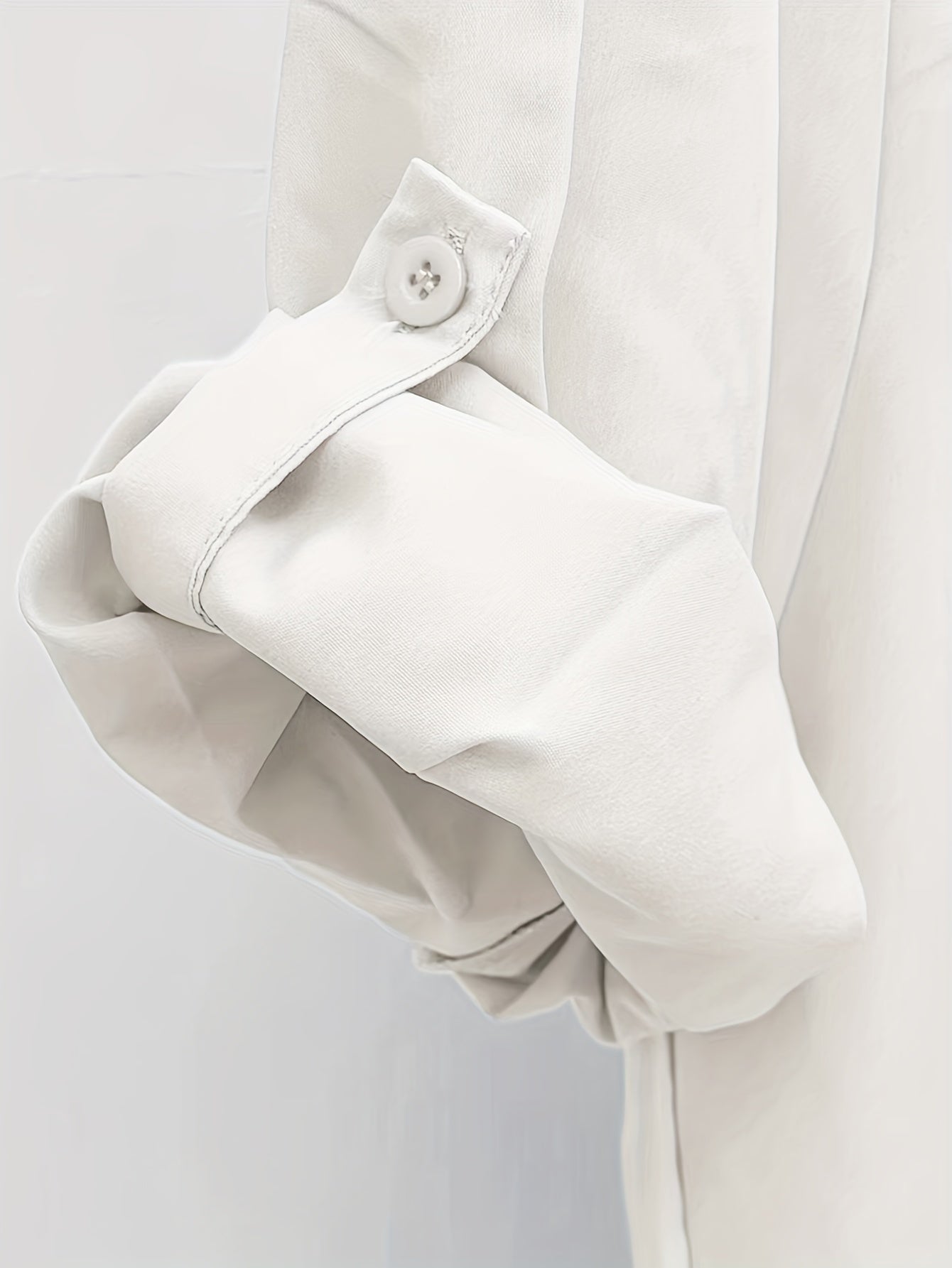 gbolsos Solid Button Down Shirt, Casual Lapel Long Sleeve Curved Hem Shirt, Women's Clothing