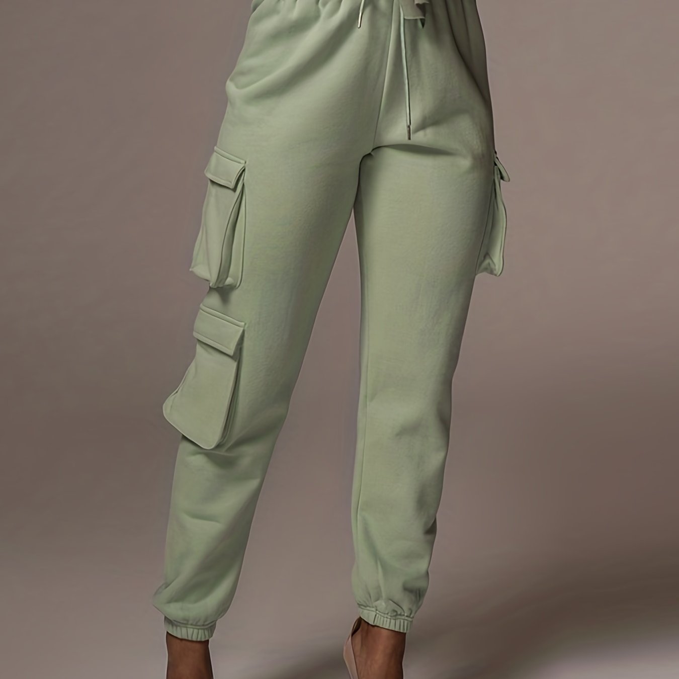 gbolsos Drawstring Baggy Cargo Pants, Casual High Waist Flap Pockets Pants, Women's Clothing