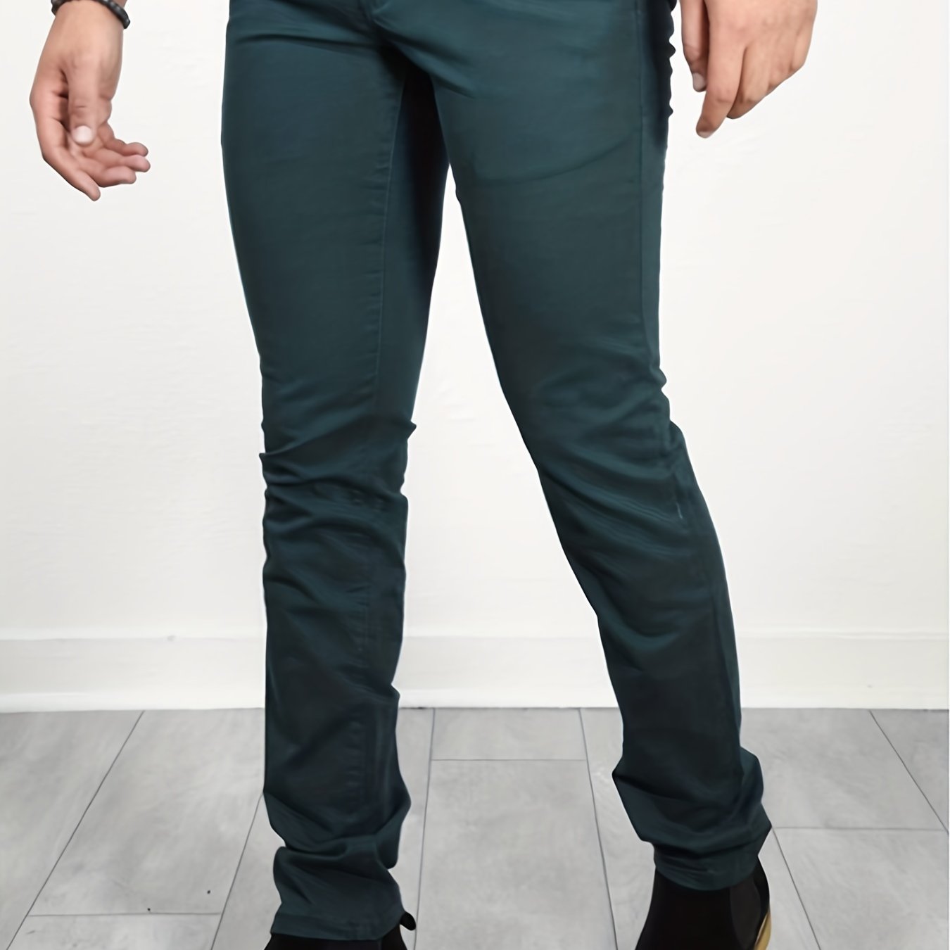 gbolsos Slim Fit Tapered Slacks, Men's Casual Slightly Stretch Solid Color All Match Pants For All Seasons Business