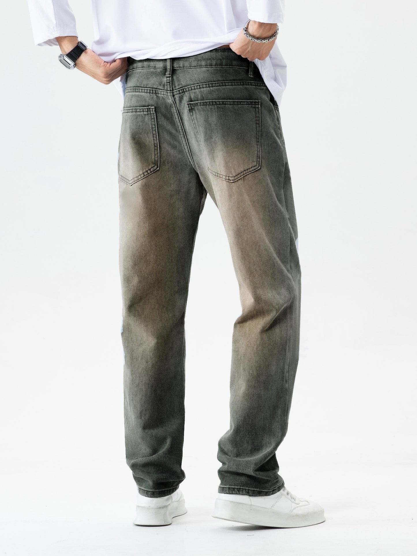 gbolsos Classic Design Loose Fit Jeans, Men's Casual Street Style Denim Pants For All Seasons