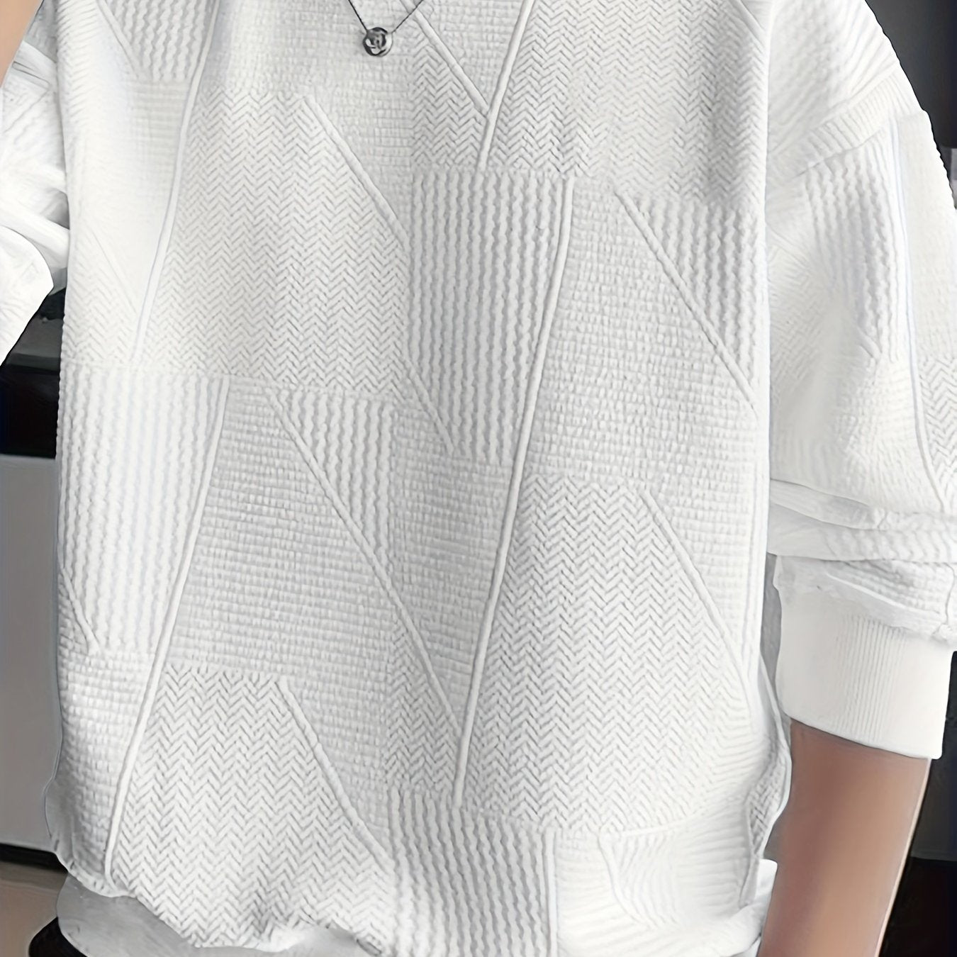 gbolsos Men's Crew Neck Long Sleeve Sweatshirt, Casual Wear, Solid Pullover, Men's Clothing For Spring Fall Winter