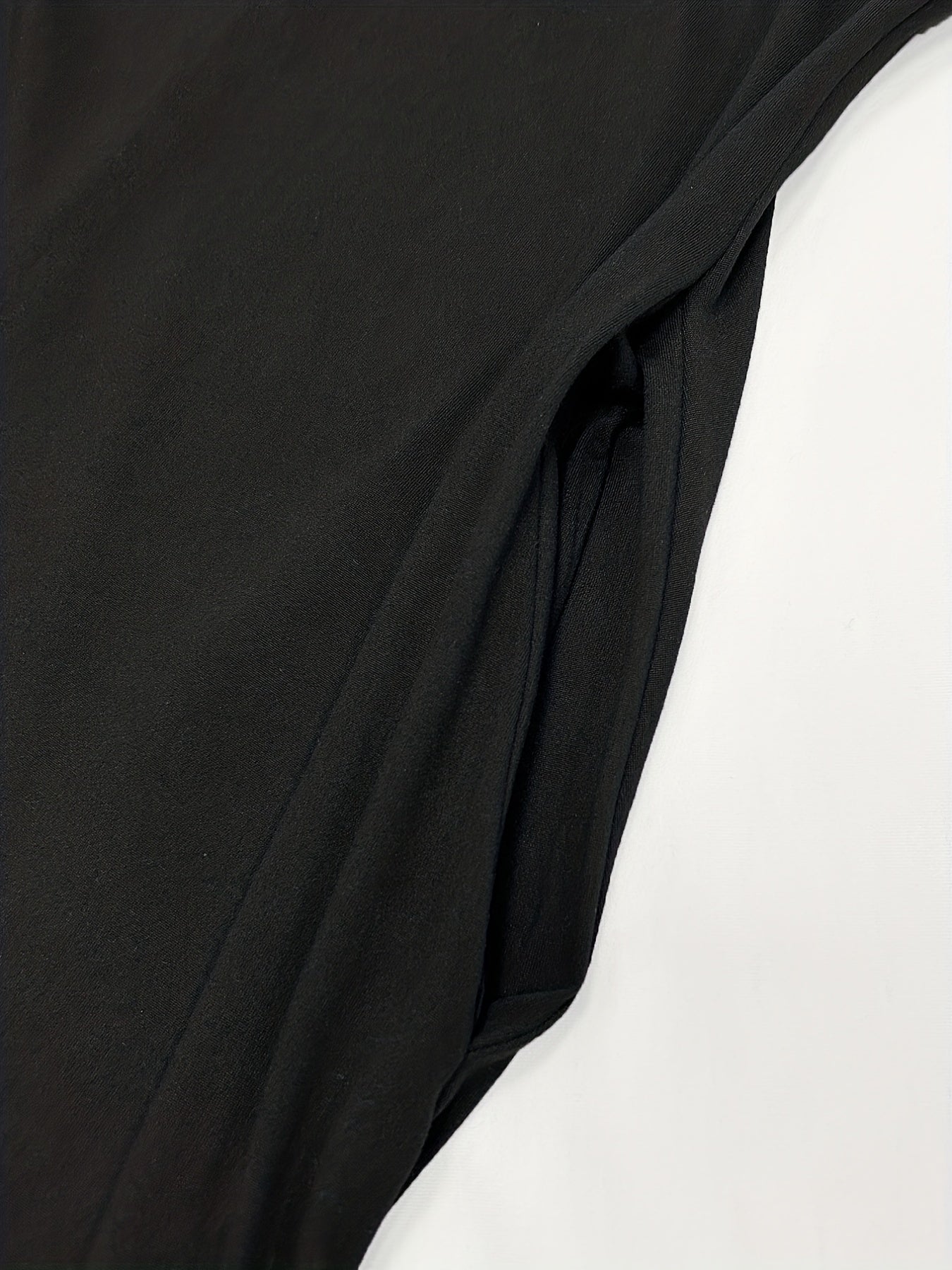 Solid Pocket Crew Neck Dress, Casual Long Sleeve Dress For Spring & Fall, Women's Clothing