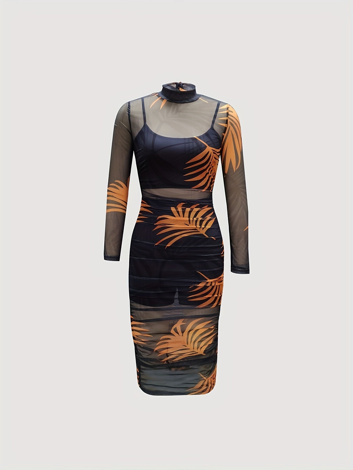 kkboxly Sexy Slim Three-piece Set, Crop Cami Top + Shorts + Floral Print Mesh Dress Outfits, Women's Clothing