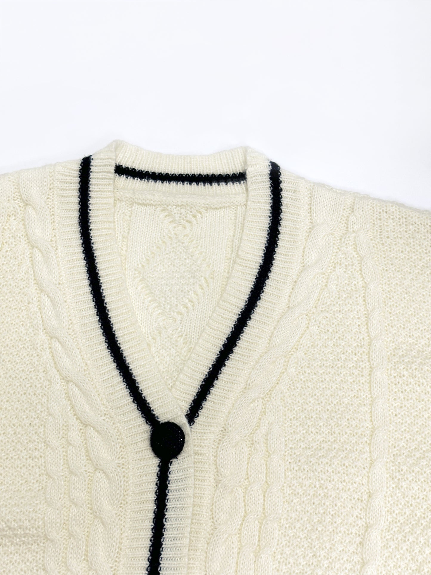 gbolsos Star Embroidered Contrast Trim Cardigan, Casual Long Sleeve Cardigan For Fall & Winter, Women's Clothing