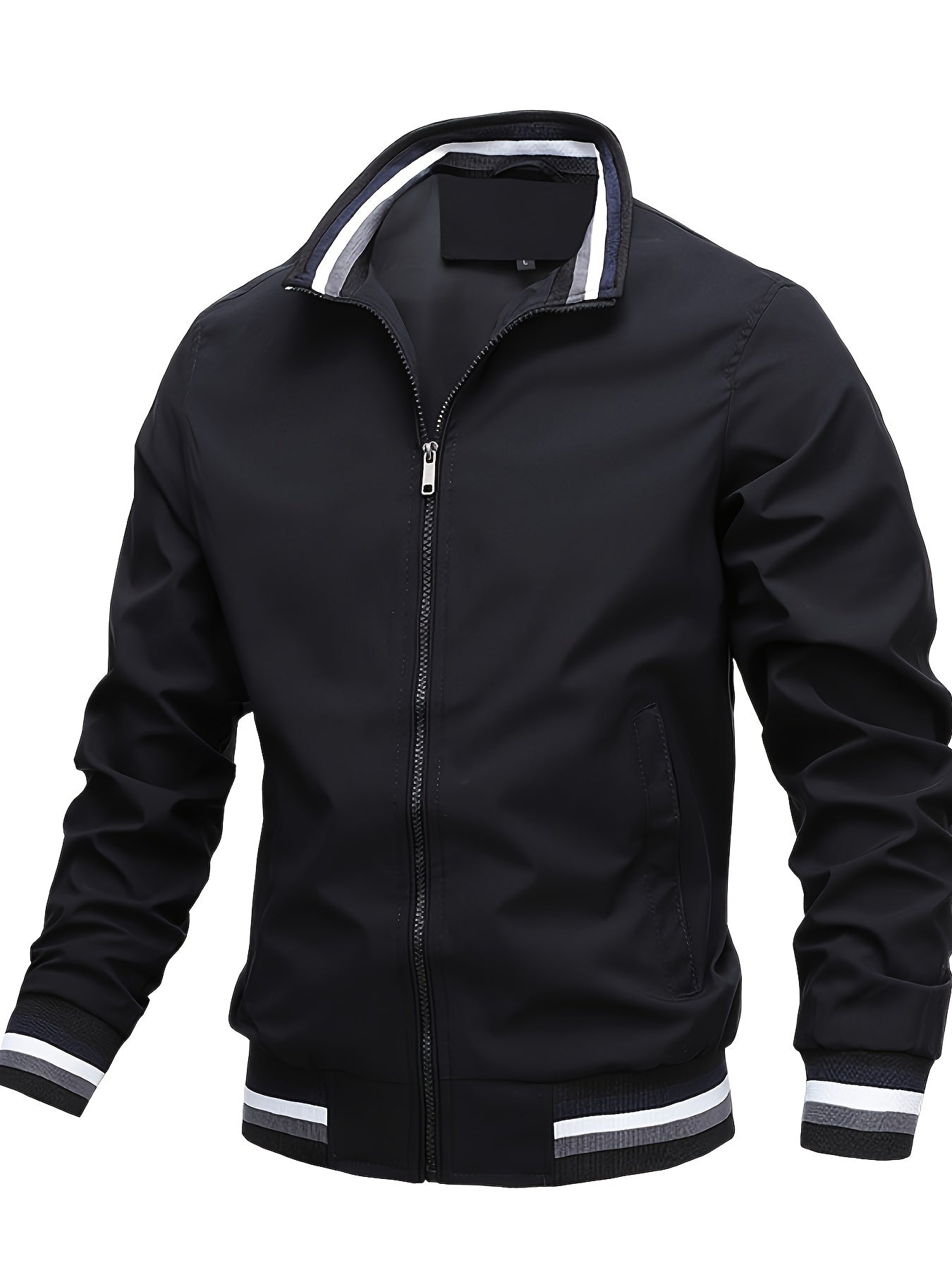 gbolsos Men's Casual Stand Collar Jacket Coat Regular Fit College Hipster Windbreaker For Spring Autumn