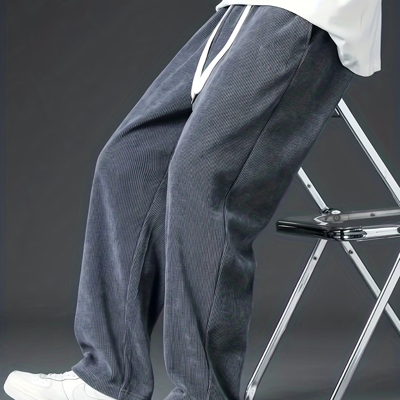 gbolsos Men's Corduroy Comfy Straight Leg Pants, Casual Loose Fit Mopping Trousers For Fall Winter