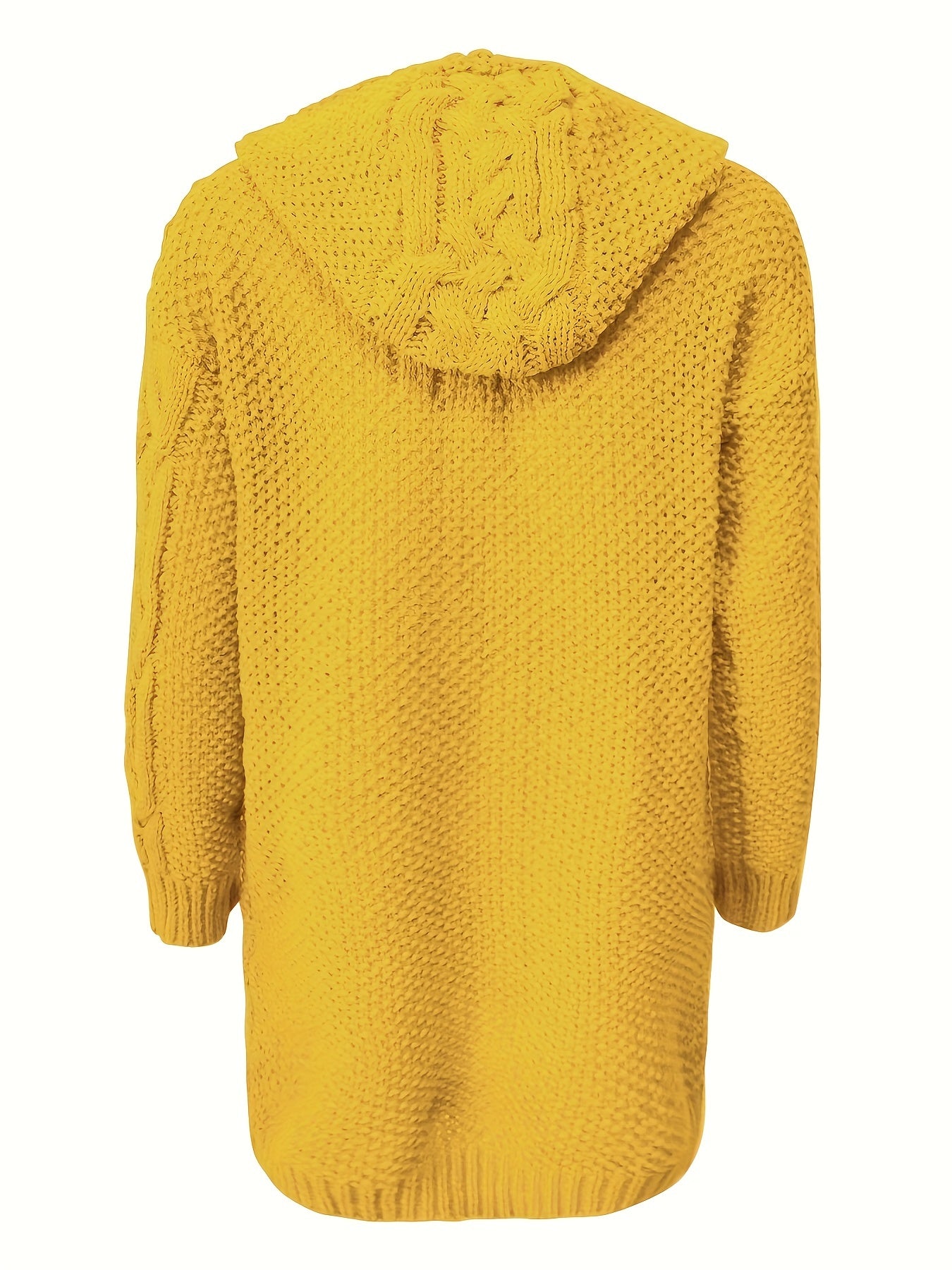 Solid Button Front Hooded Cardigan, Casual Long Sleeve Sweater For Fall & Winter, Women's Clothing