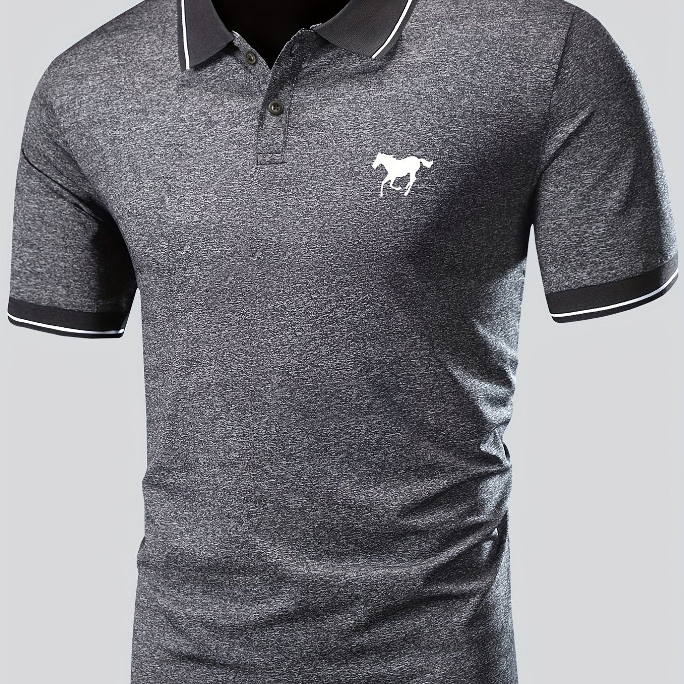 Men's Lapel Polo Shirt Short Sleeve Casual Slight Stretch Button Regular Summer Wear