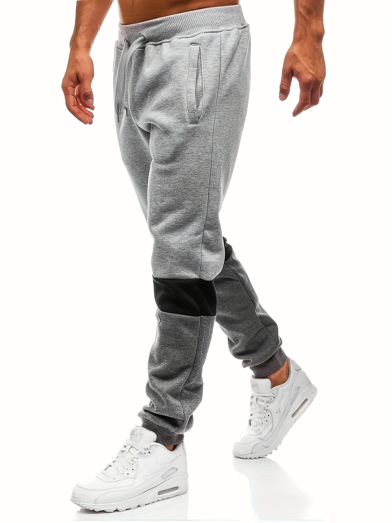 gbolsos Zipper Pocket Joggers, Men's Casual Loose Fit Slightly Stretch Waist Drawstring Pants For The Four Seasons Fitness Cycling