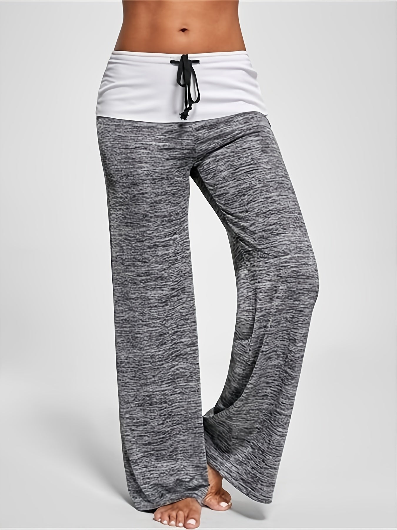 Wide Leg Elastic Yoga Pants, Loose Casual Drawstring Pants, Women's Clothing