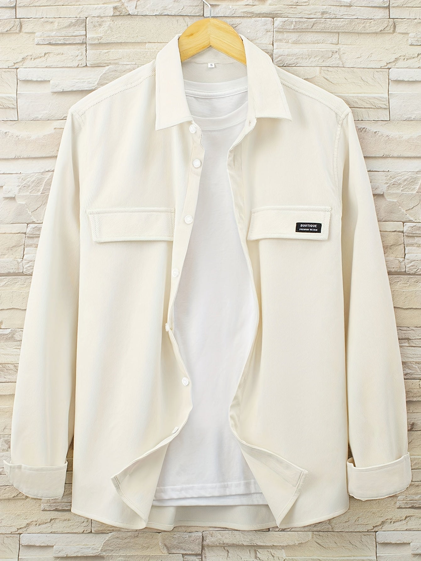 gbolsos Men's Casual Button Up Long Sleeve Shirt With Chest Pocket, Men's Clothes For Spring Summer Autumn, Tops For Men