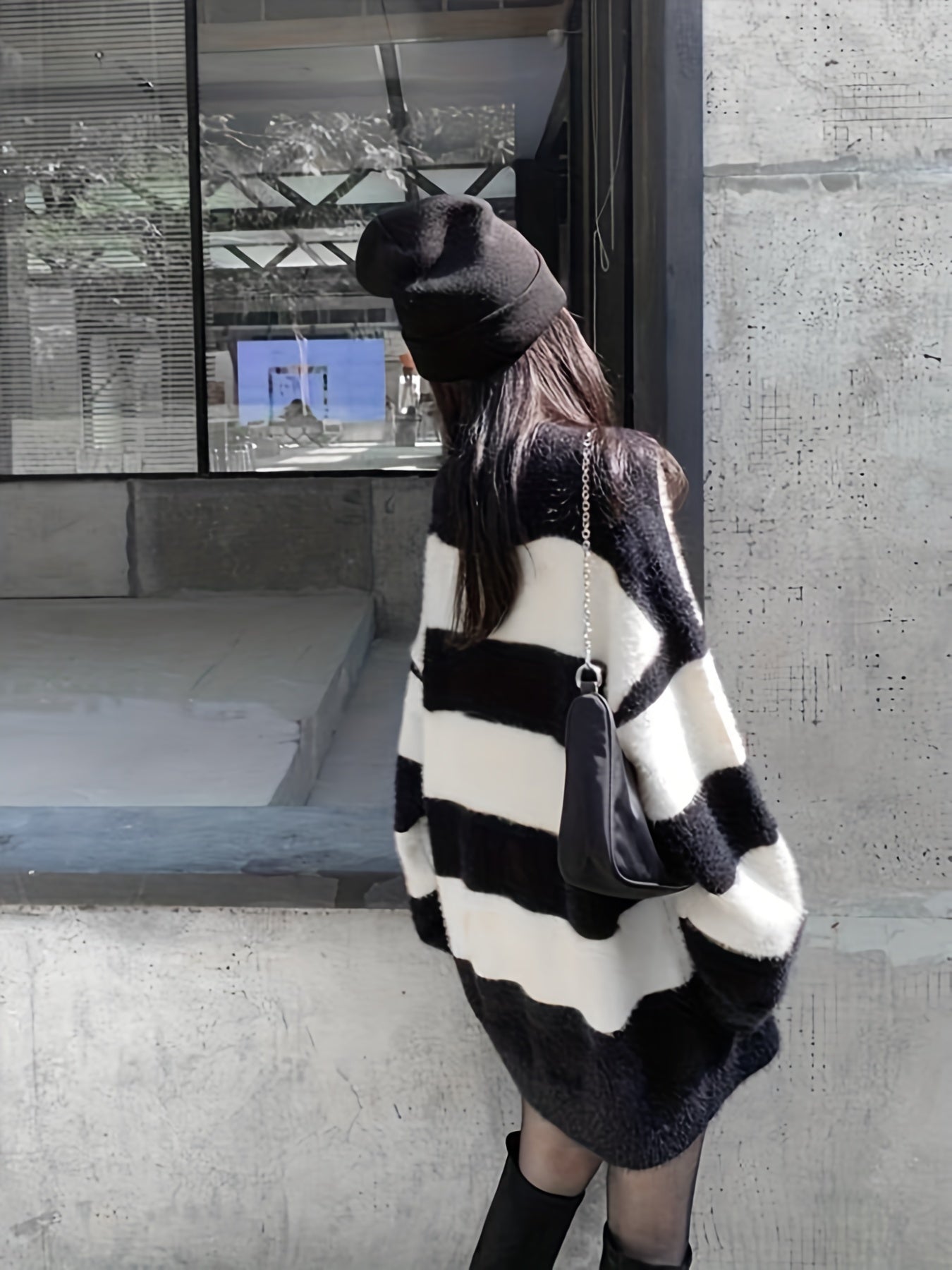 Color Block Striped Knit Sweater, Casual Crew Neck Long Sleeve Sweater For Spring & Fall, Women's Clothing
