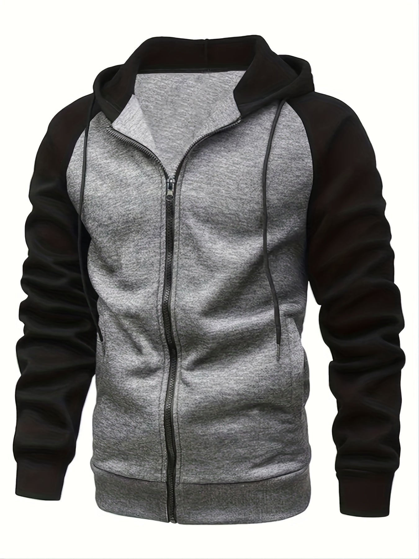 gbolsos Men's Hooded Sweatshirt Casual Loose Raglan Sleeves Zip Up Hoodie