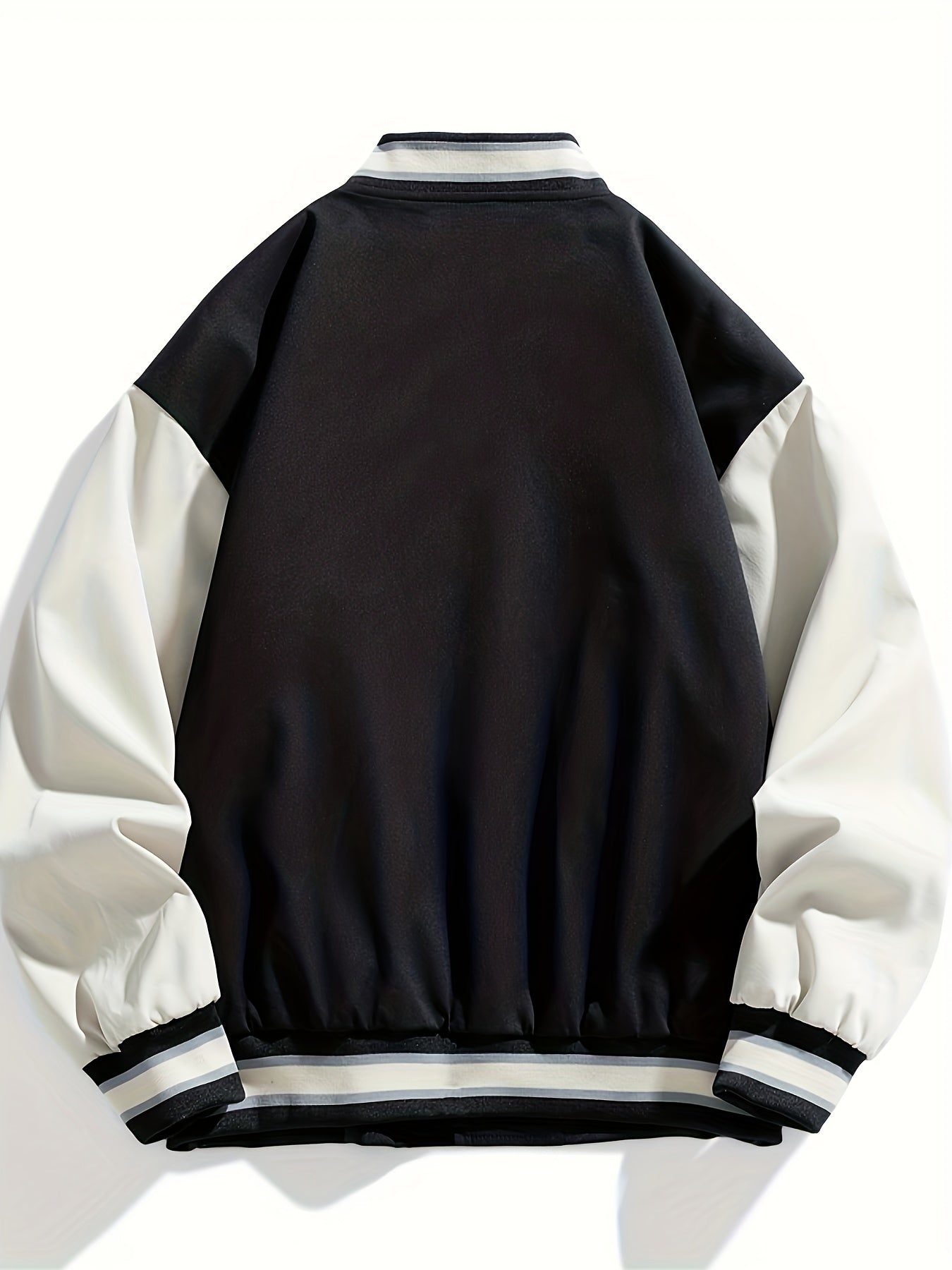 gbolsos Men's Autumn Winter Baseball Jacket Contrast Color Raglan Band Collar Jacket For Males, Men's Clothing, Plus Size