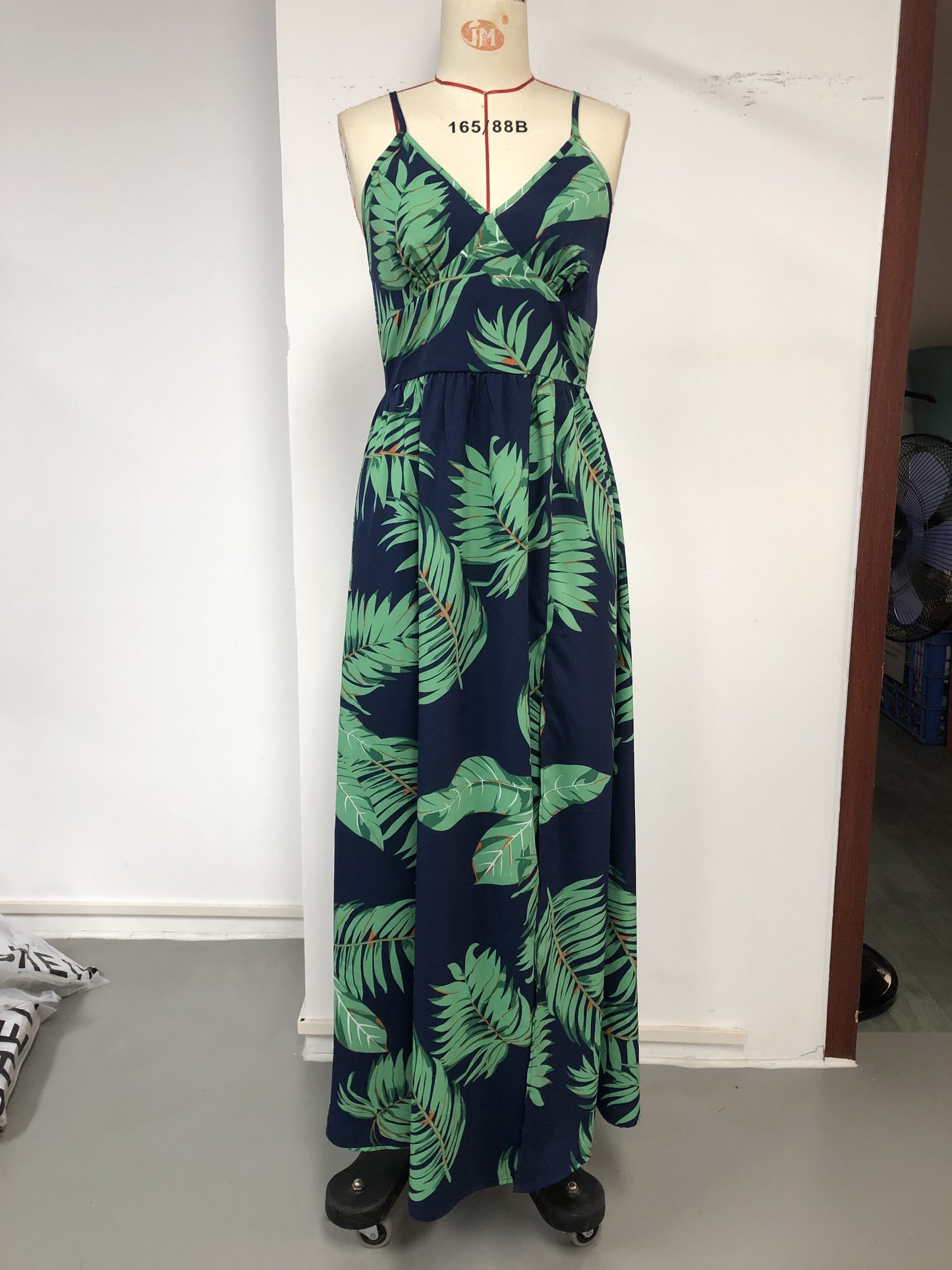 gbolsos Tropical Print Cami Dress, Vacation Split Thigh Sleeveless Summer Maxi Dress, Women's Clothing