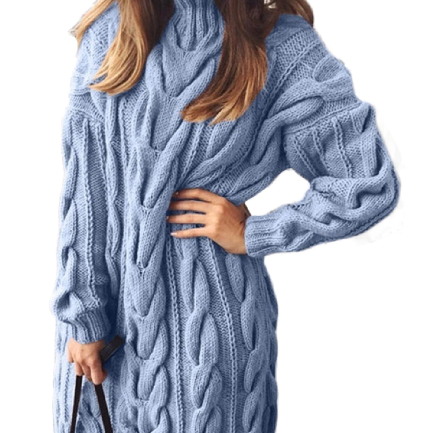gbolsos Women's Sweater Long Sleeve Turtleneck Chunky Knit Casual Plus Size Soft Sweater