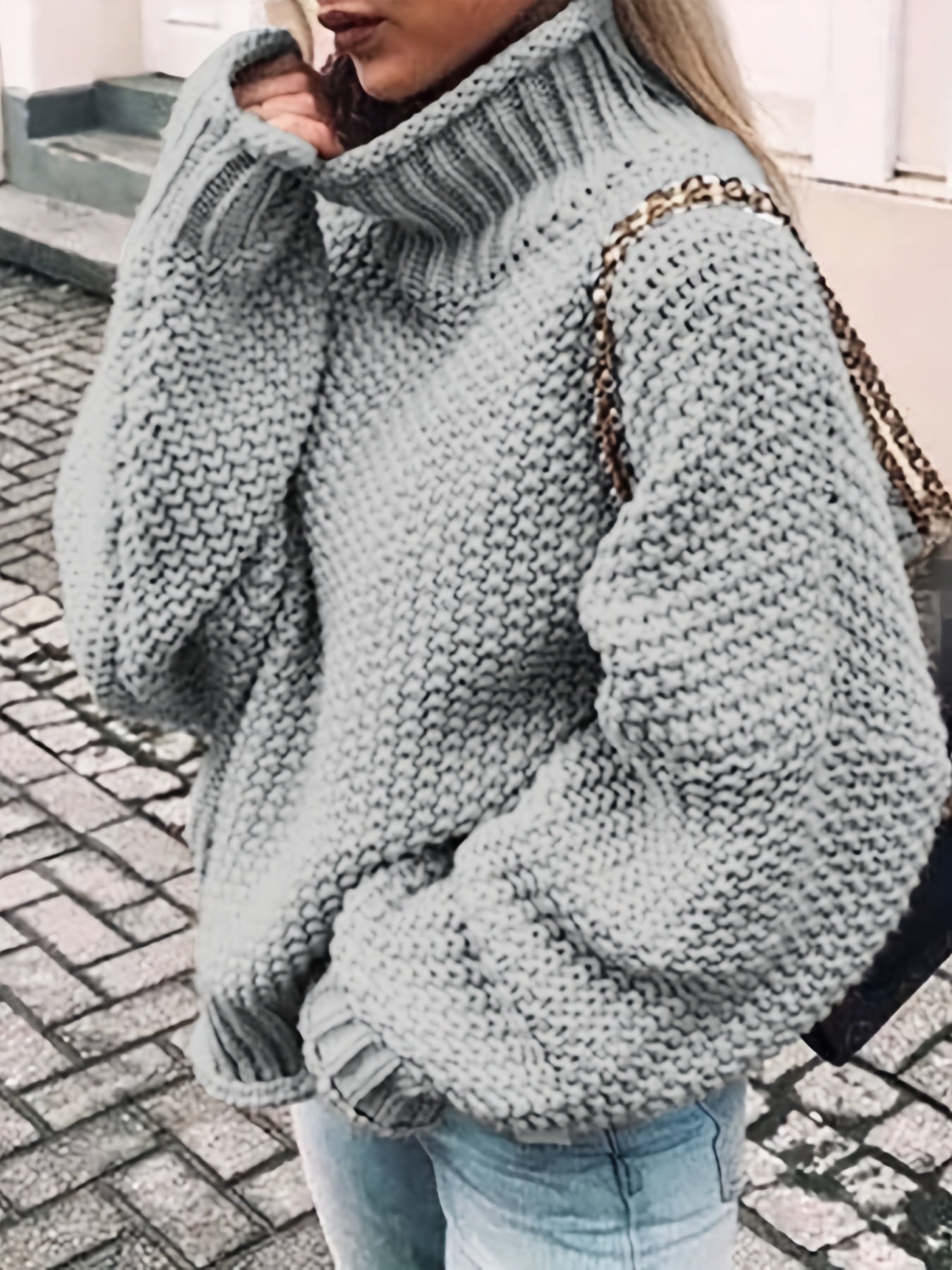 gbolsos Solid Turtle Neck Pullover Sweater, Casual Long Sleeve Sweater For Fall & Winter, Women's Clothing