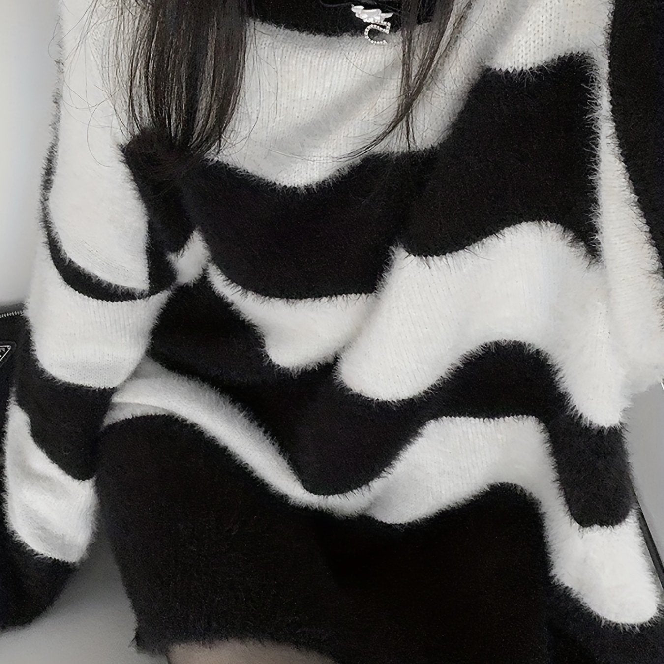 Color Block Striped Knit Sweater, Casual Crew Neck Long Sleeve Sweater For Spring & Fall, Women's Clothing