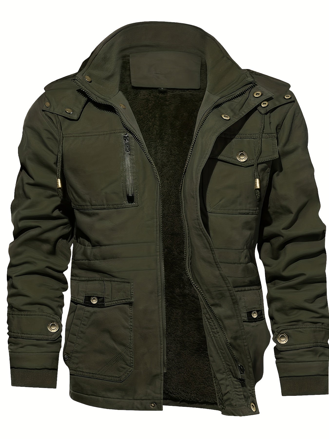 gbolsos Men's Hooded Military Tactical Jacket Windbreak Fleece Coat
