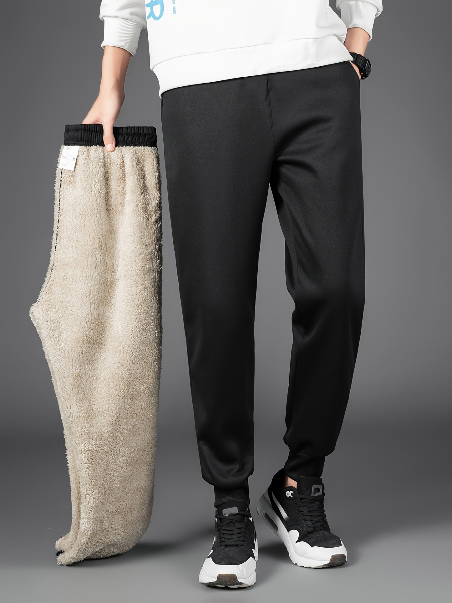 gbolsos Men's Winter Warm Fleece Lined Pants Outdoor Sports Camping Straight Pants Hiking Pants Thicken Thermal Trousers