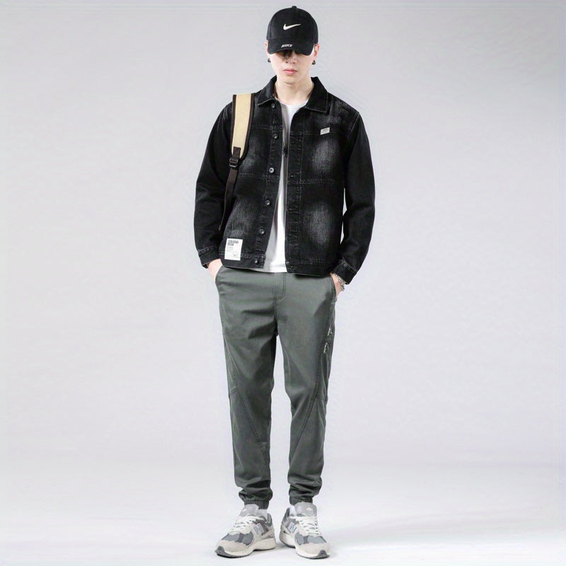 gbolsos Chic Denim Jacket, Men's Casual Street Style Button Up Jacket Coat For Spring Fall