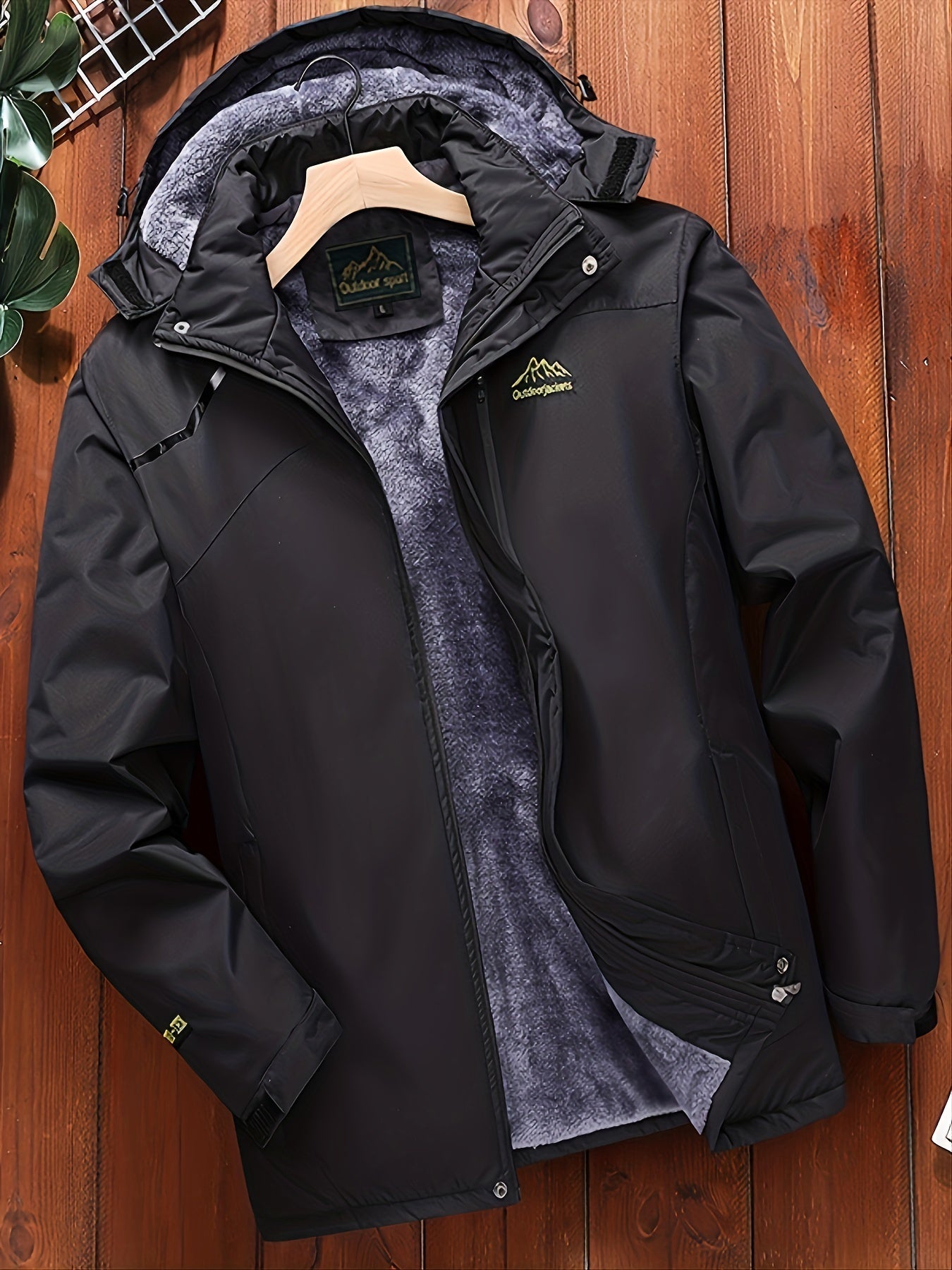 gbolsos Men's Fleece Zip Up Hooded Jacket, Casual Sports Trench Coat