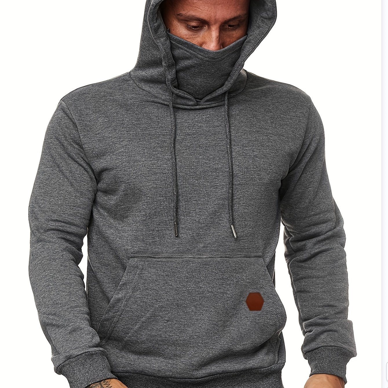 gbolsos Men's Hoodie, Face Cover Casual Drawstring Hooded Sweatshirt With Multicolor