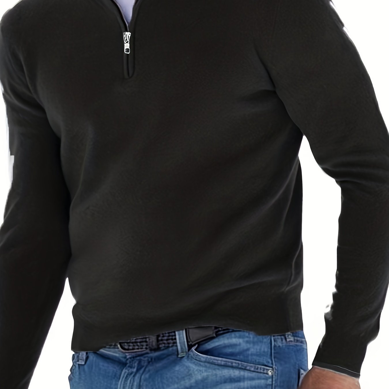 gbolsos Fleece Long Sleeves Zipper Stand Collar Pullover Thermal Underwear Tops, Men's Casual Top Polo Shirts