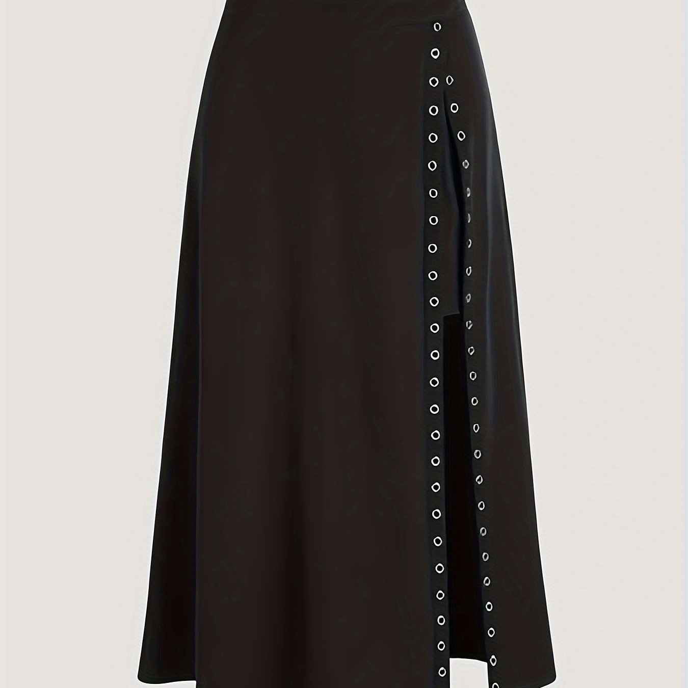 Solid Split Thigh Flared Skirt, Casual High Waist Midi Skirt, Women's Clothing